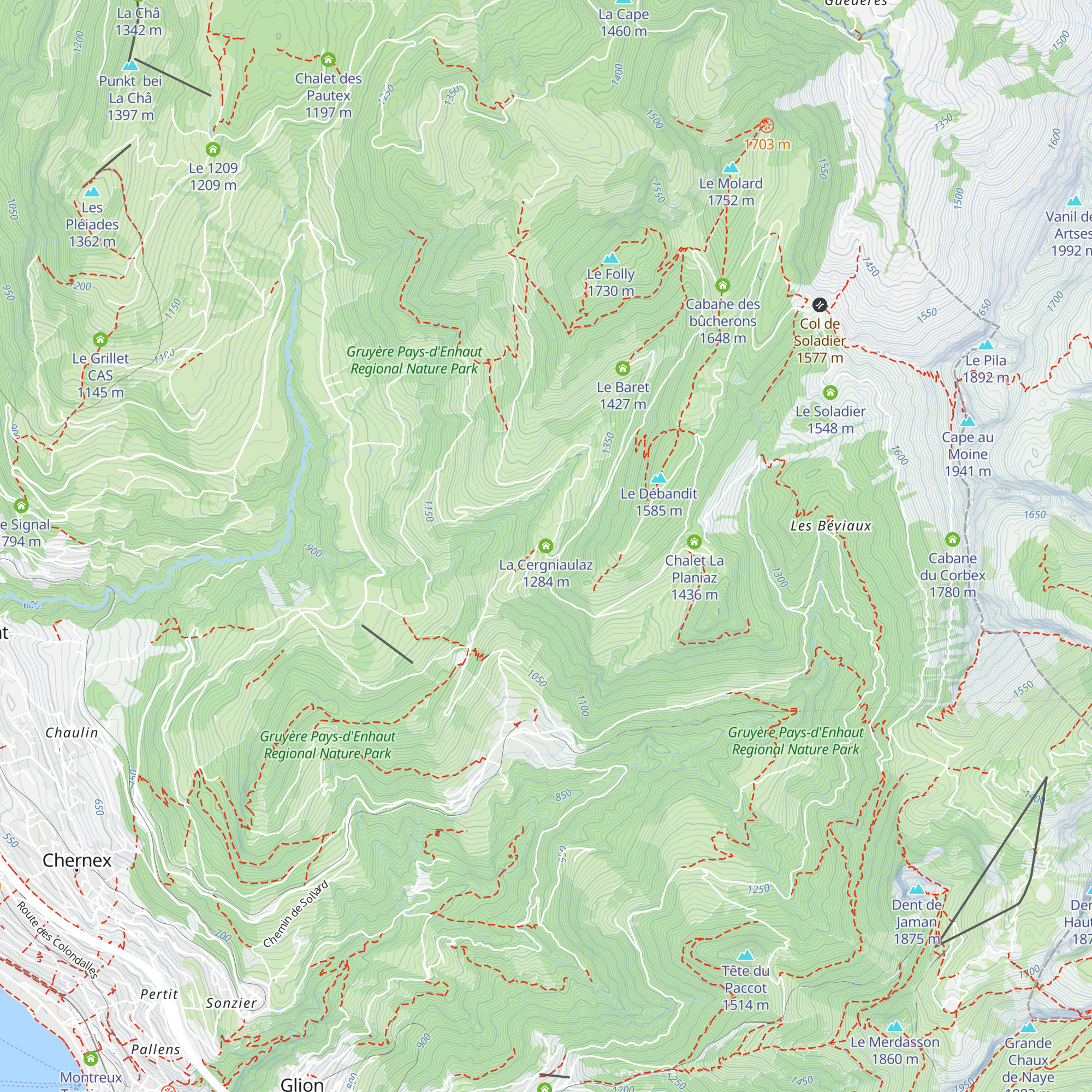 La Cergniaulaz map