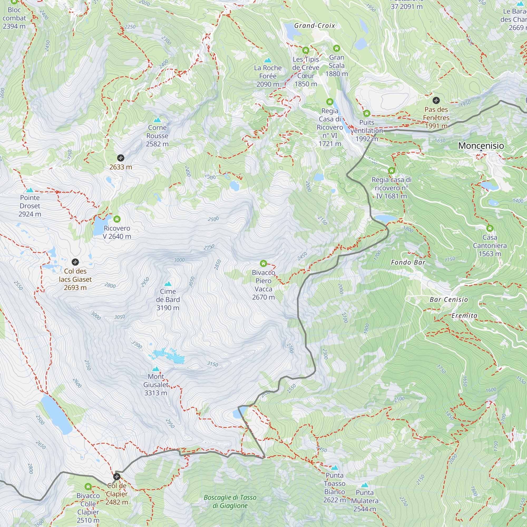 Bivacco Piero Vacca map