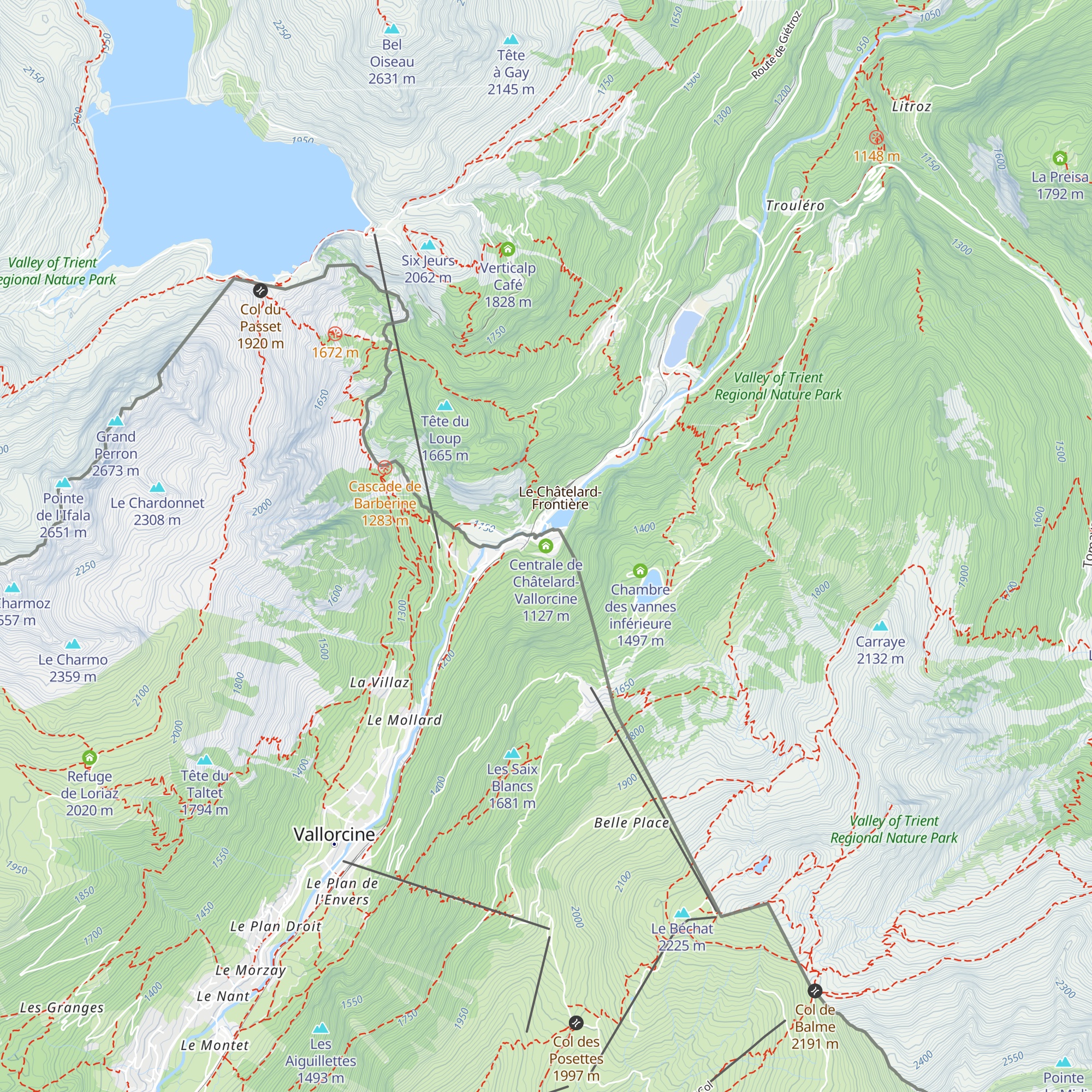 Centrale de Châtelard-Vallorcine map