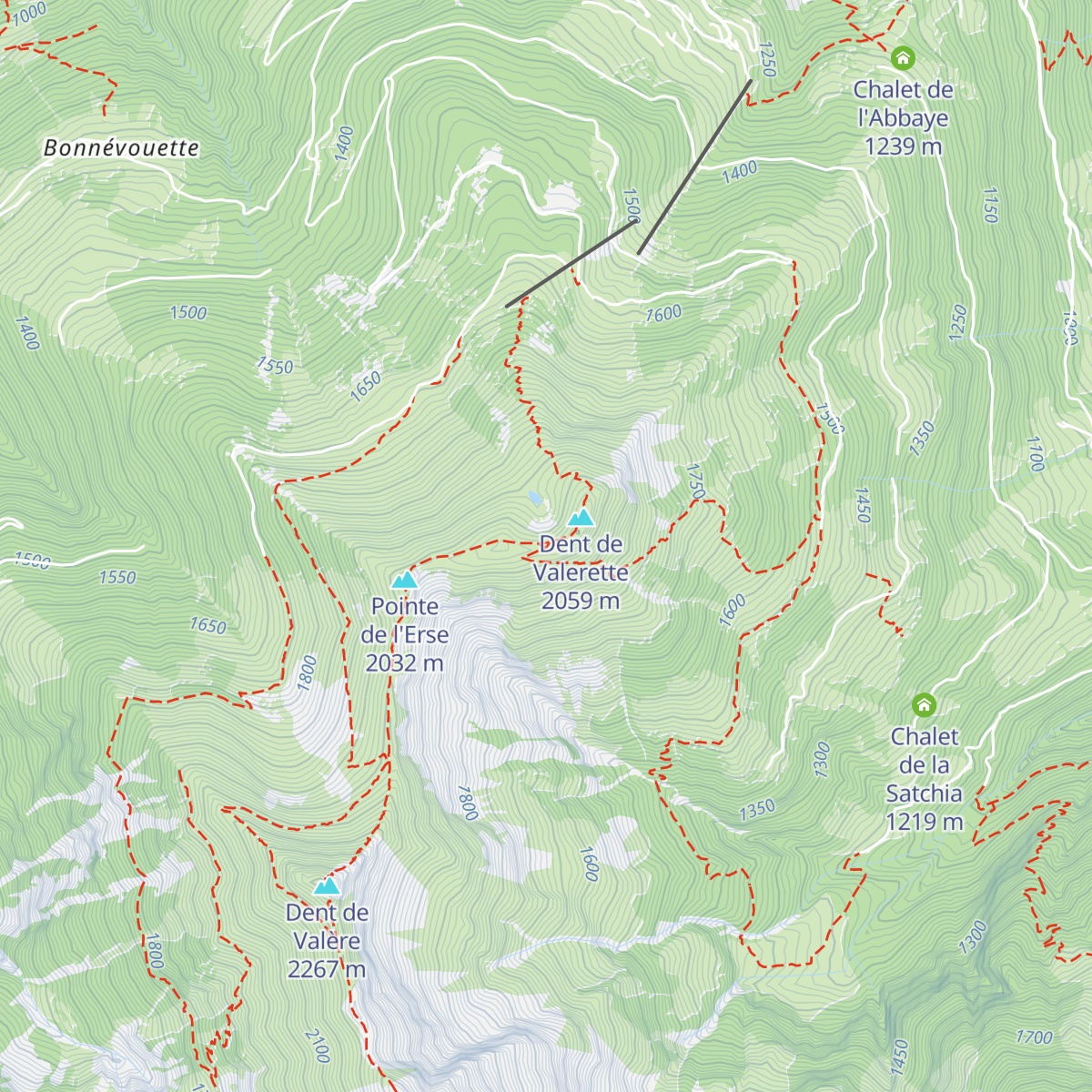 Refuge de Valerette map