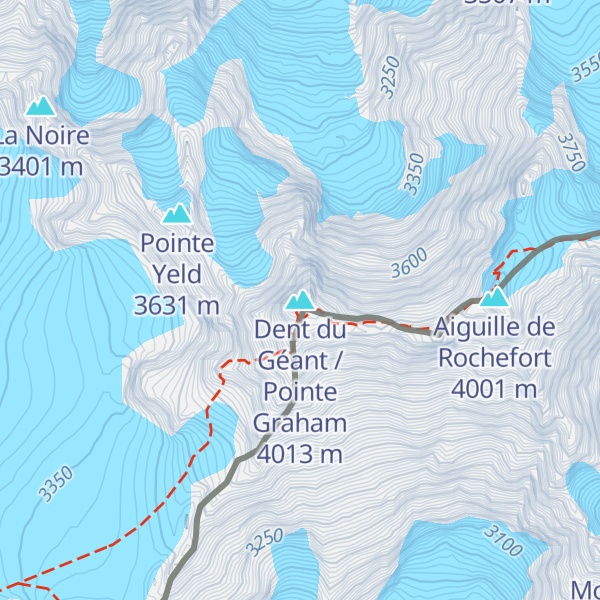 Map of Dent du Géant / Pointe Graham