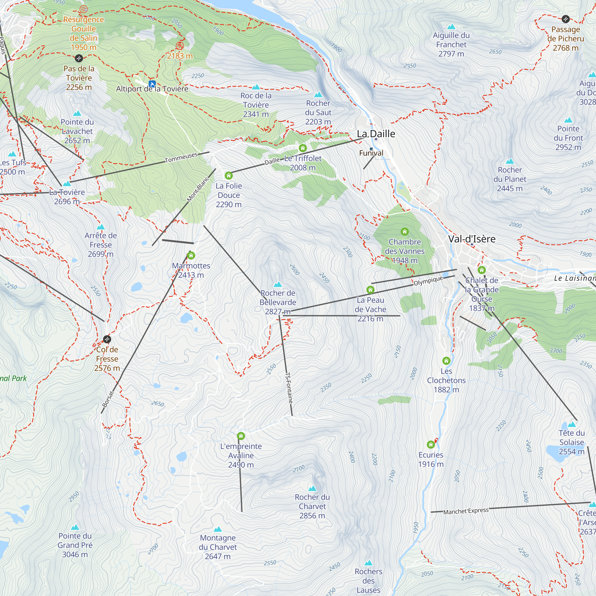 Gare amont ancien TPH Bellevarde map