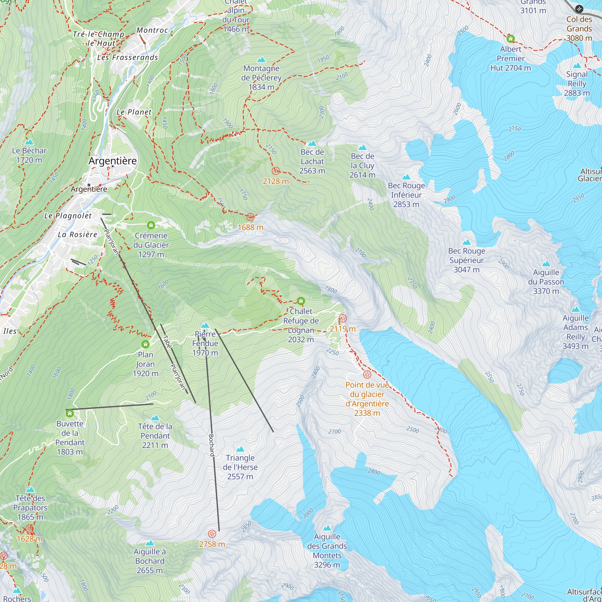 Chalet Refuge de Lognan map