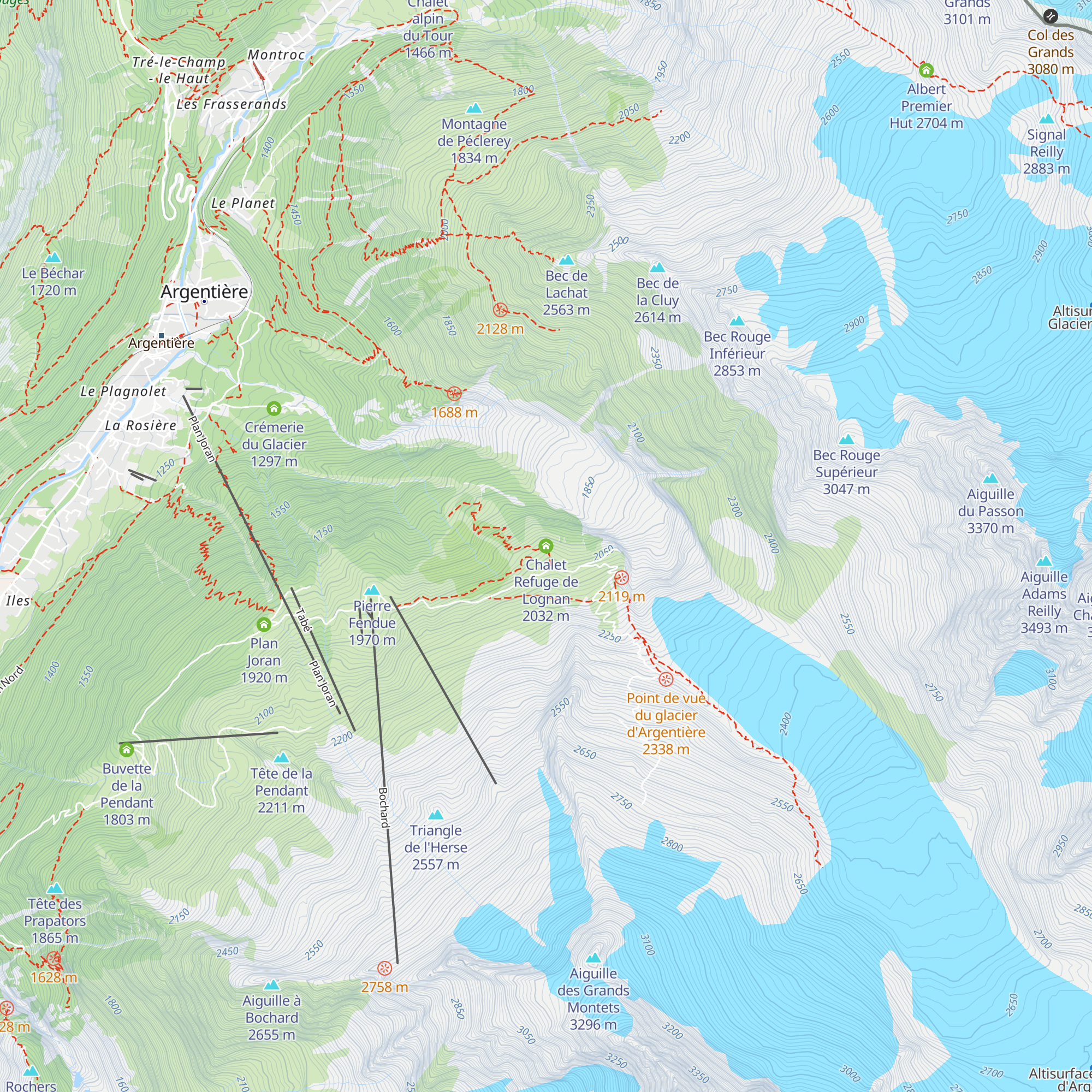 Chalet Refuge de Lognan map