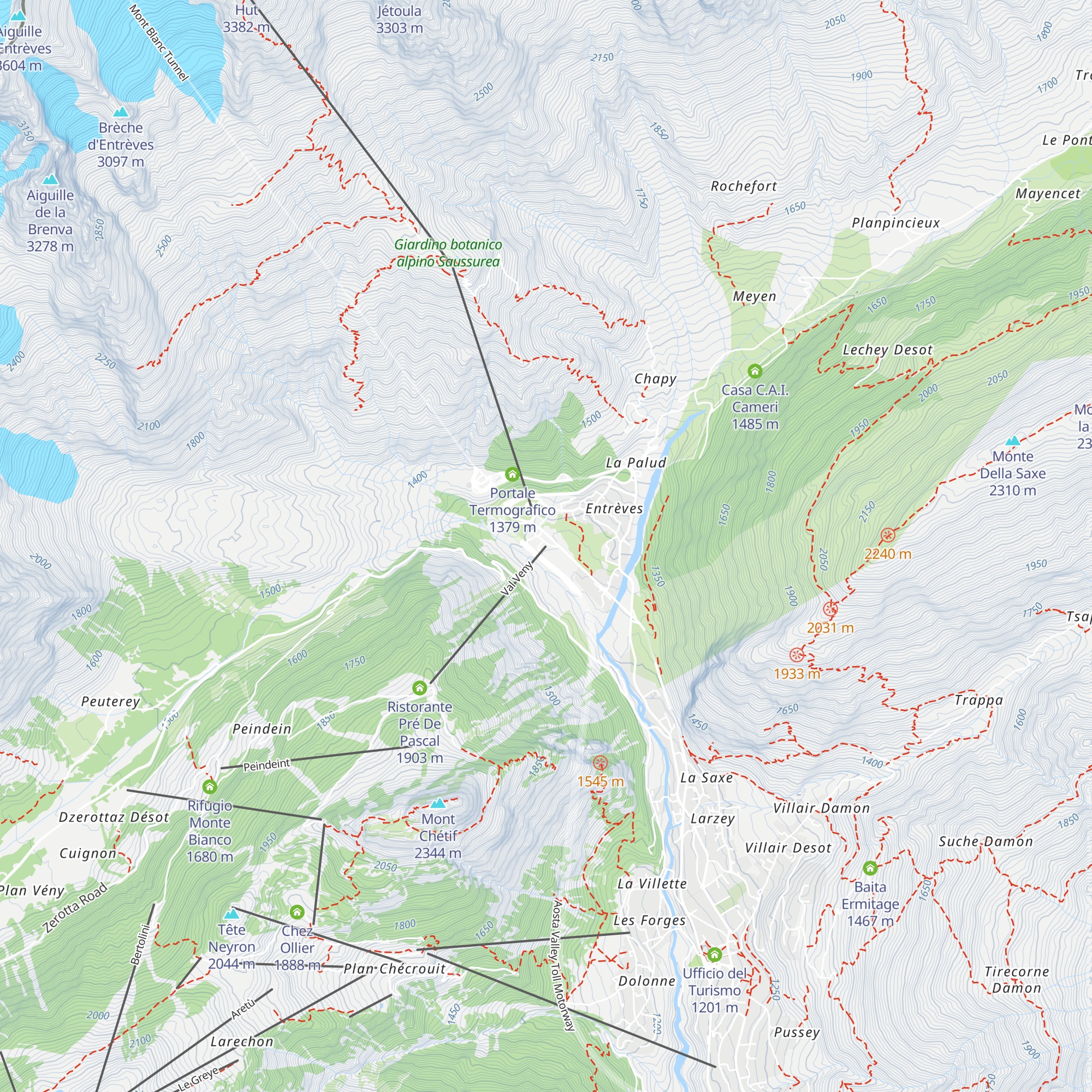 Funivia Val Veny map
