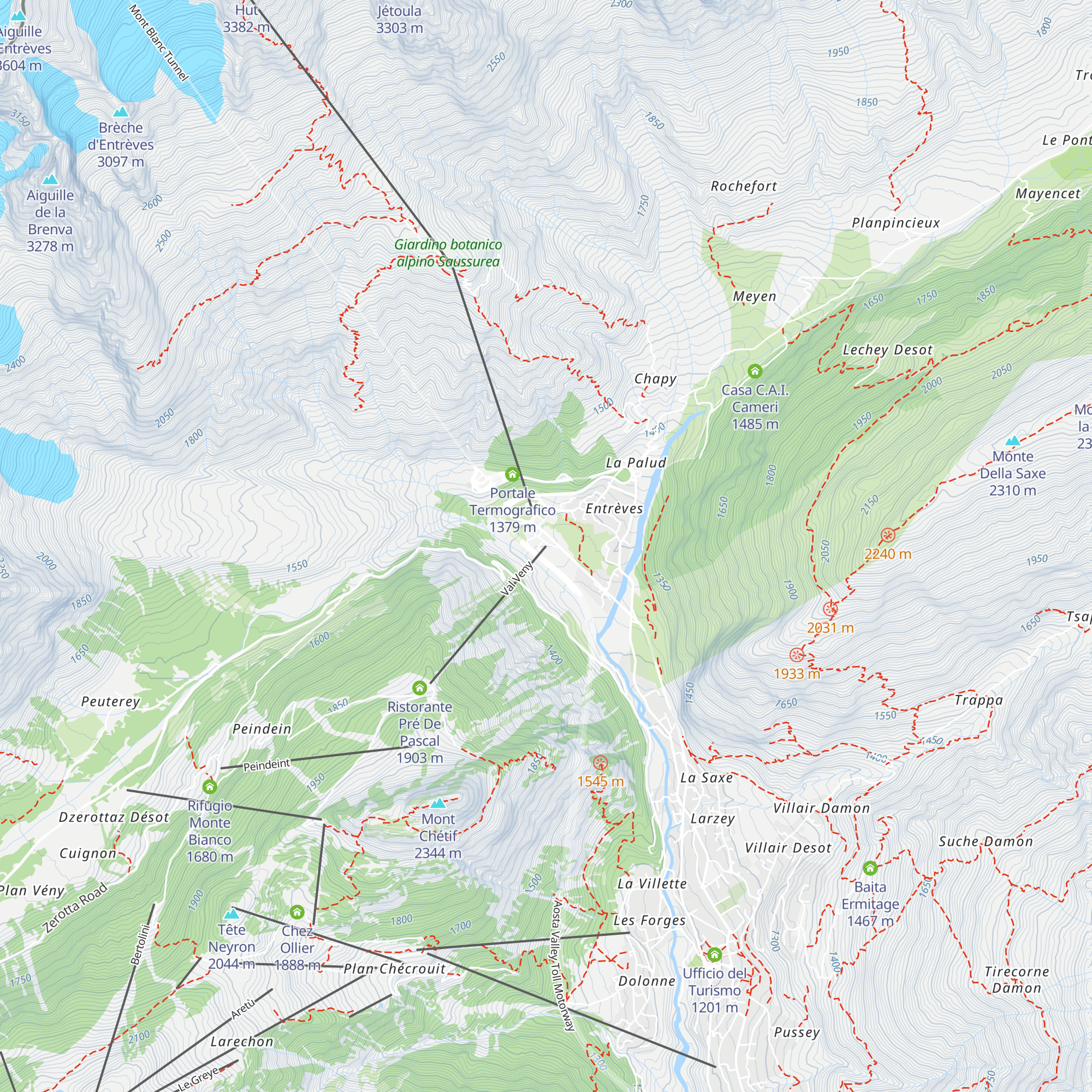 Funivia Val Veny map