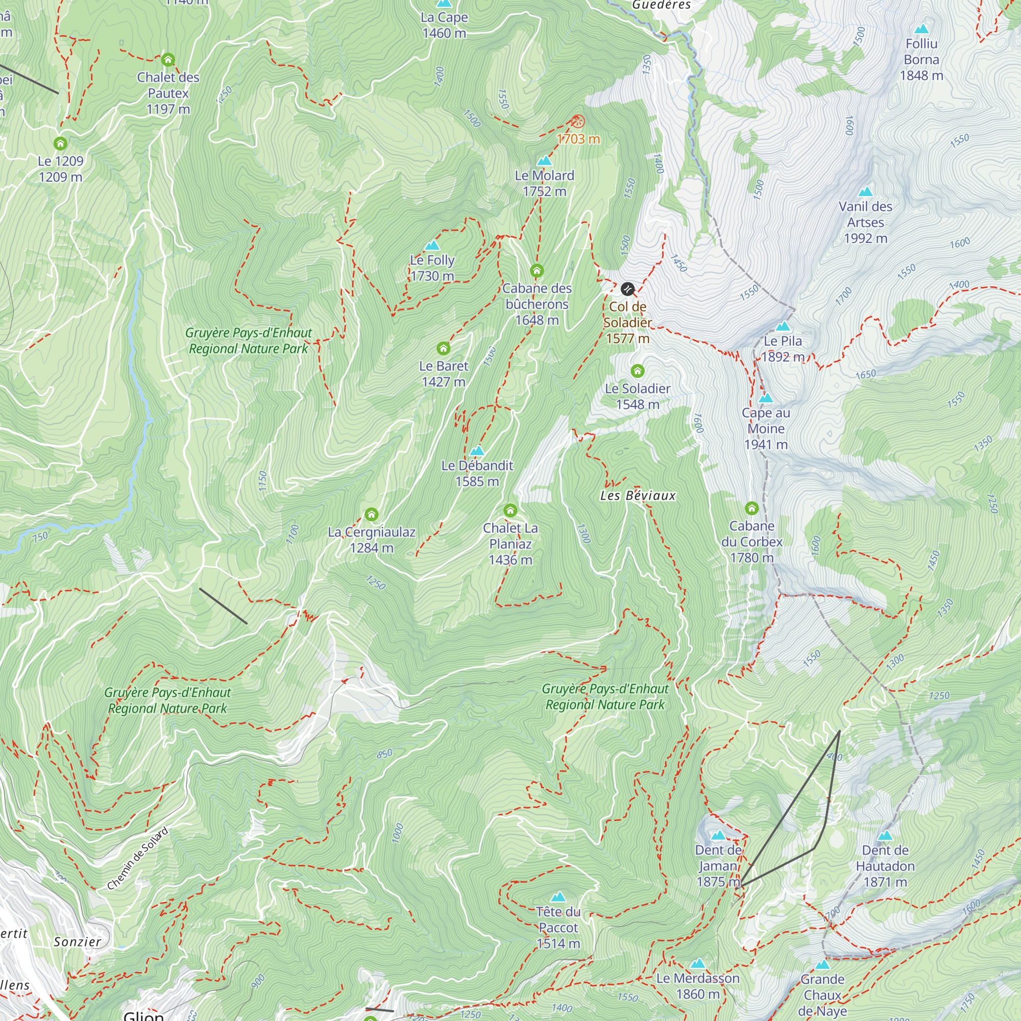 Chalet La Planiaz map
