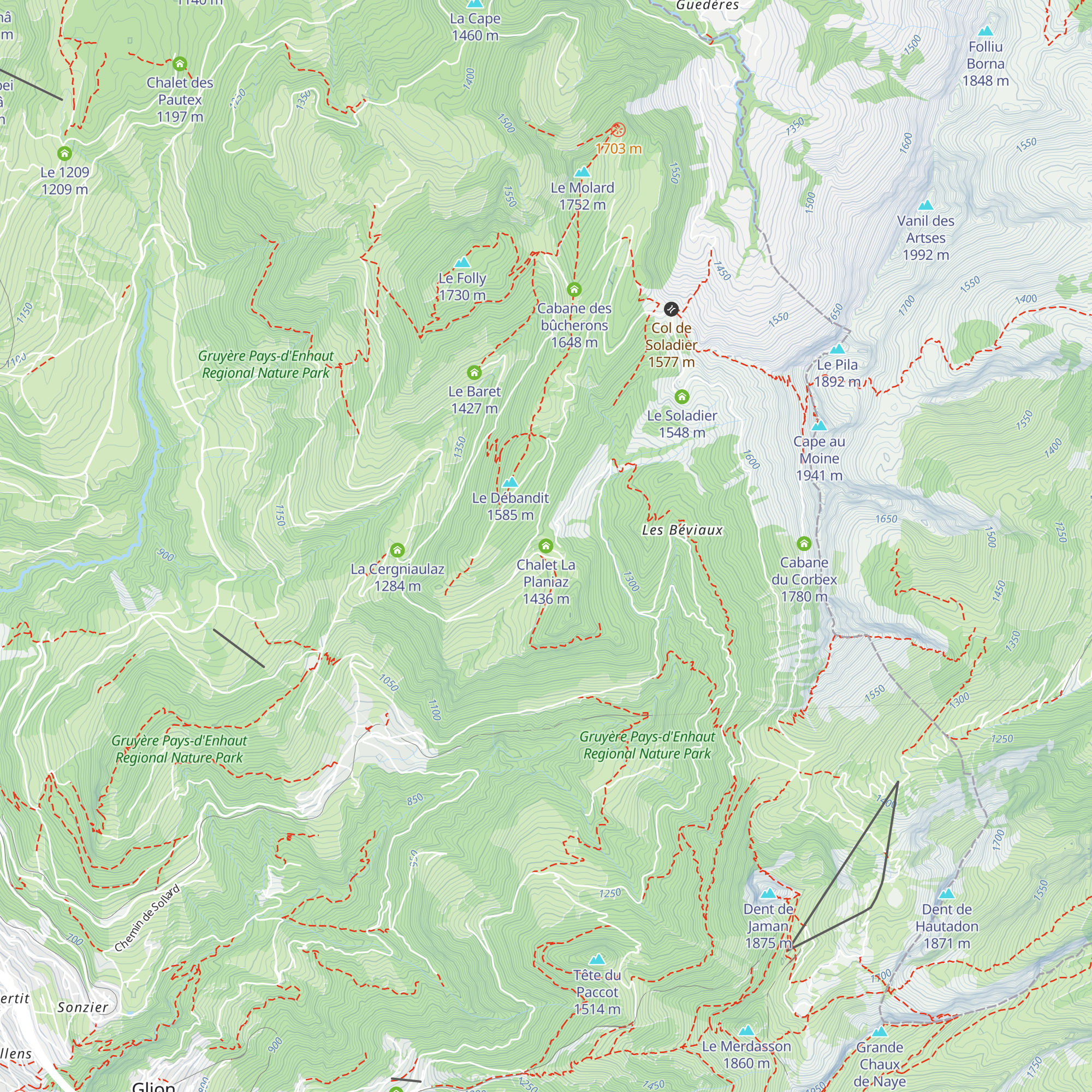 Chalet La Planiaz map