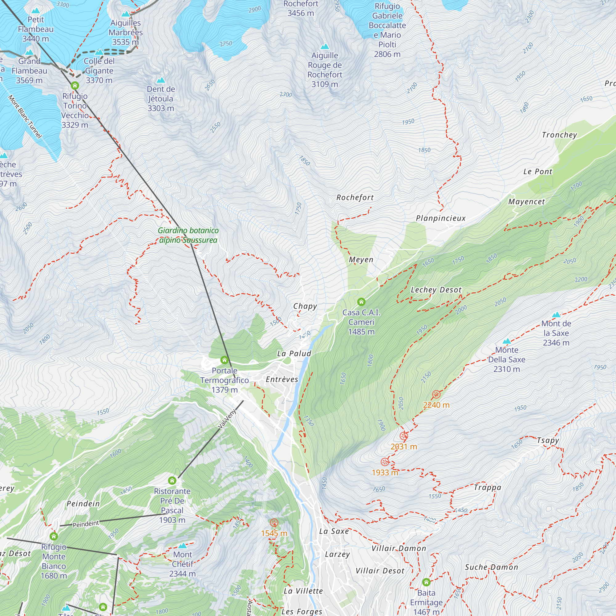 Rifugio Chapy Mont Blanc map