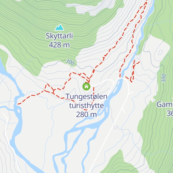 Map of Tungestølen turisthytte