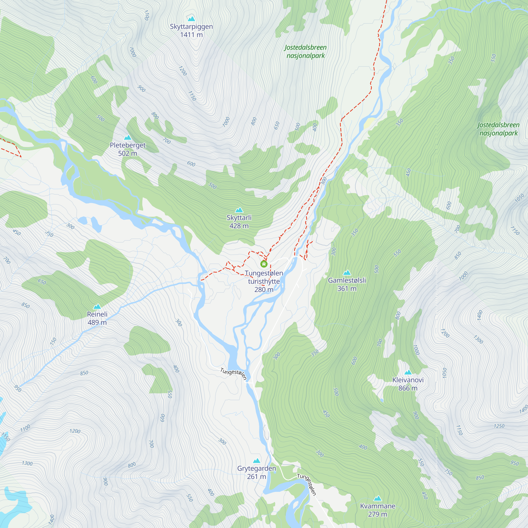Tungestølen turisthytte map