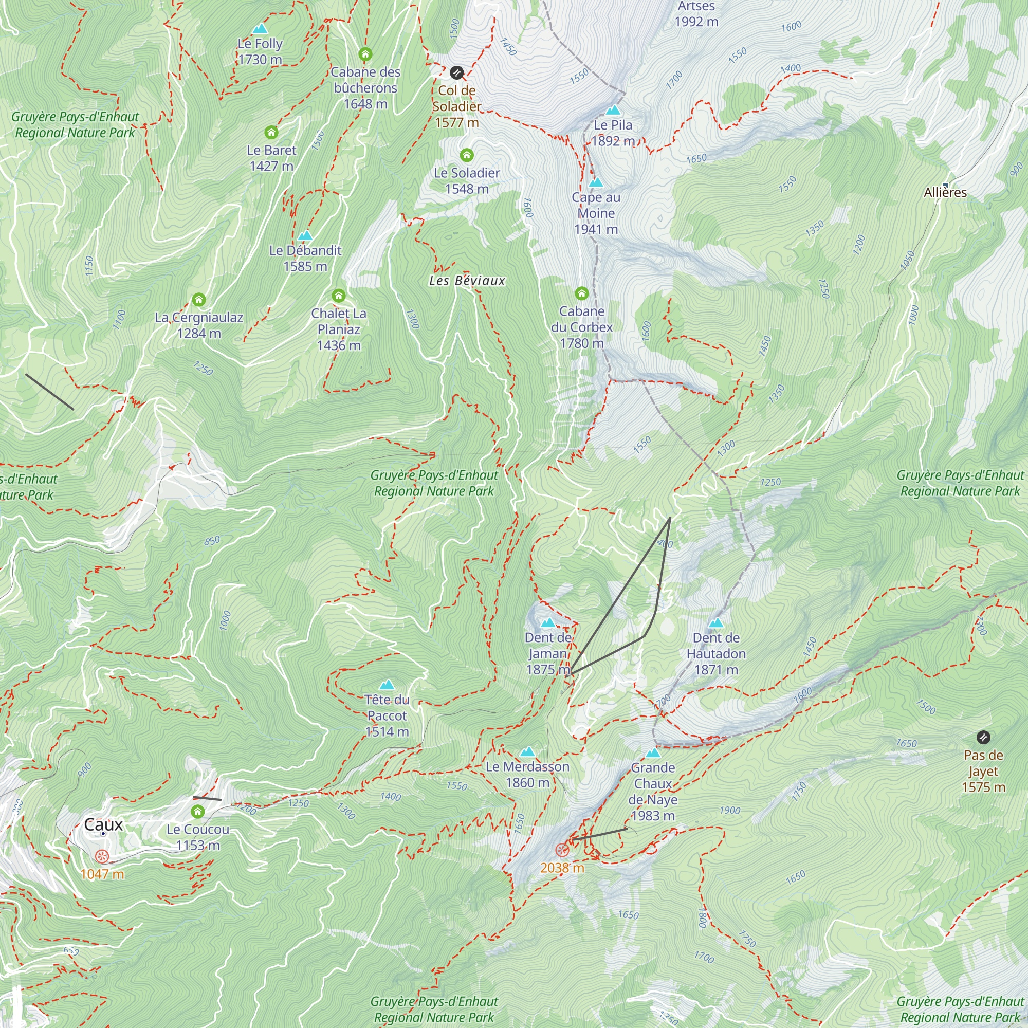 Chalet des Chèvres map