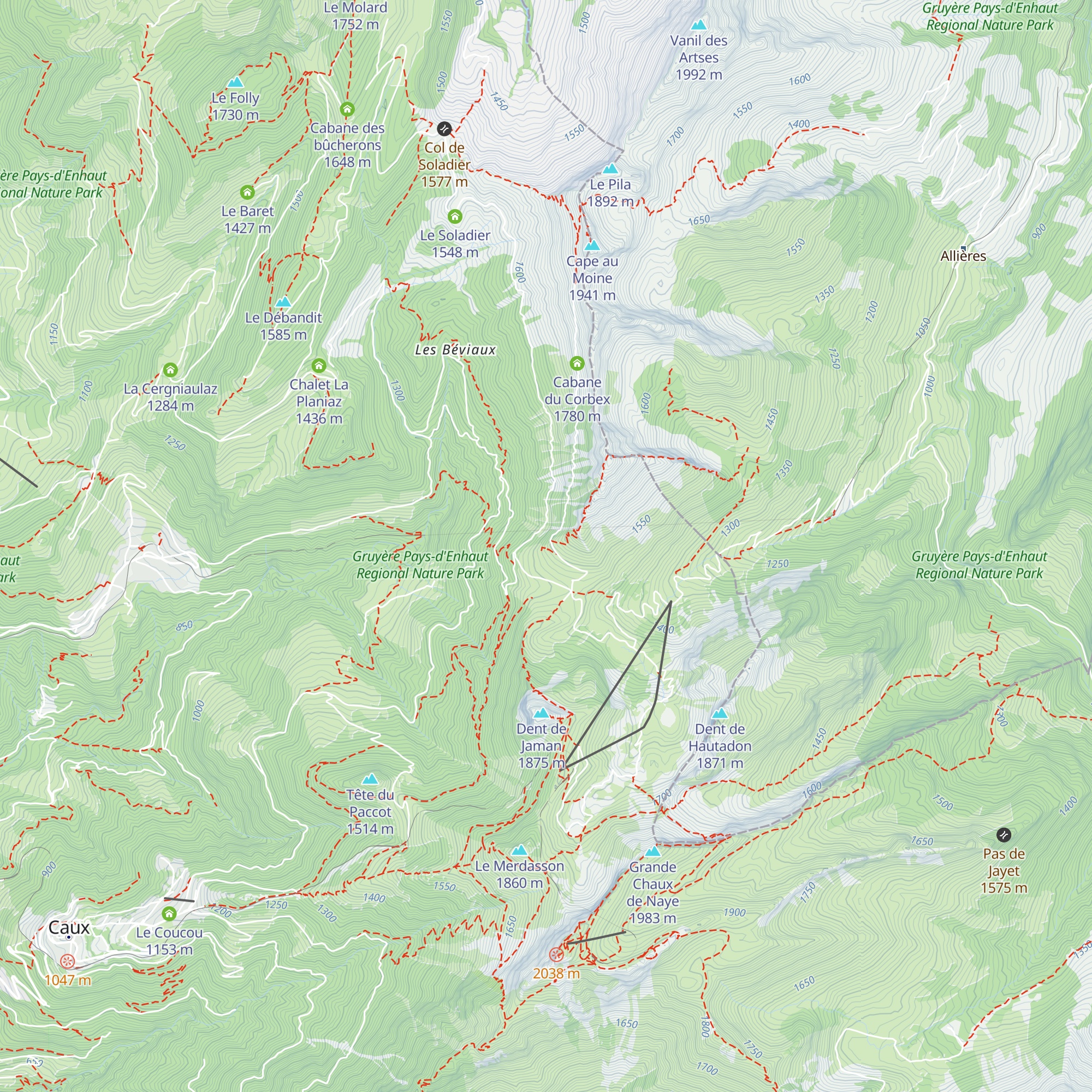 Cabane de Jaman map