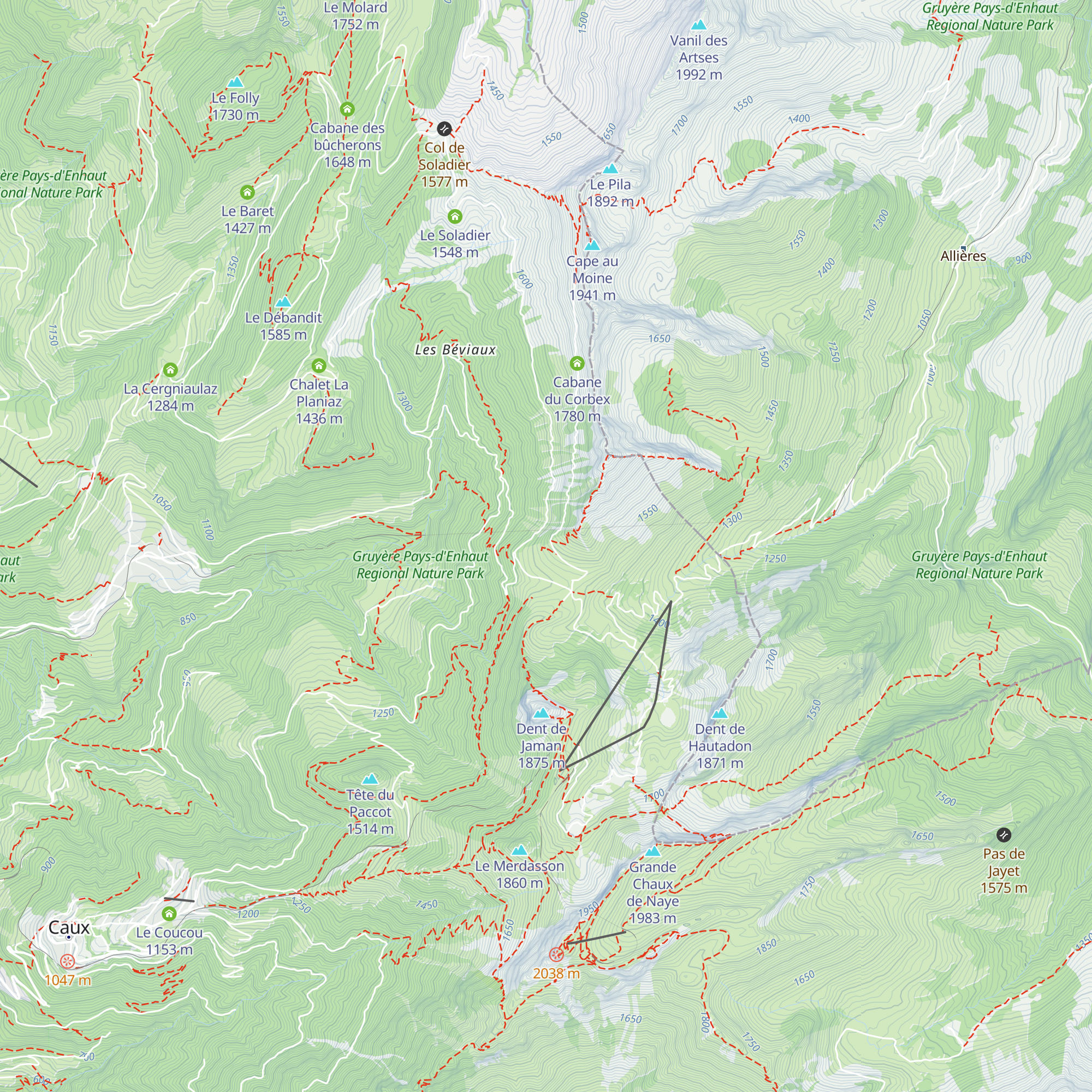 Cabane de Jaman map