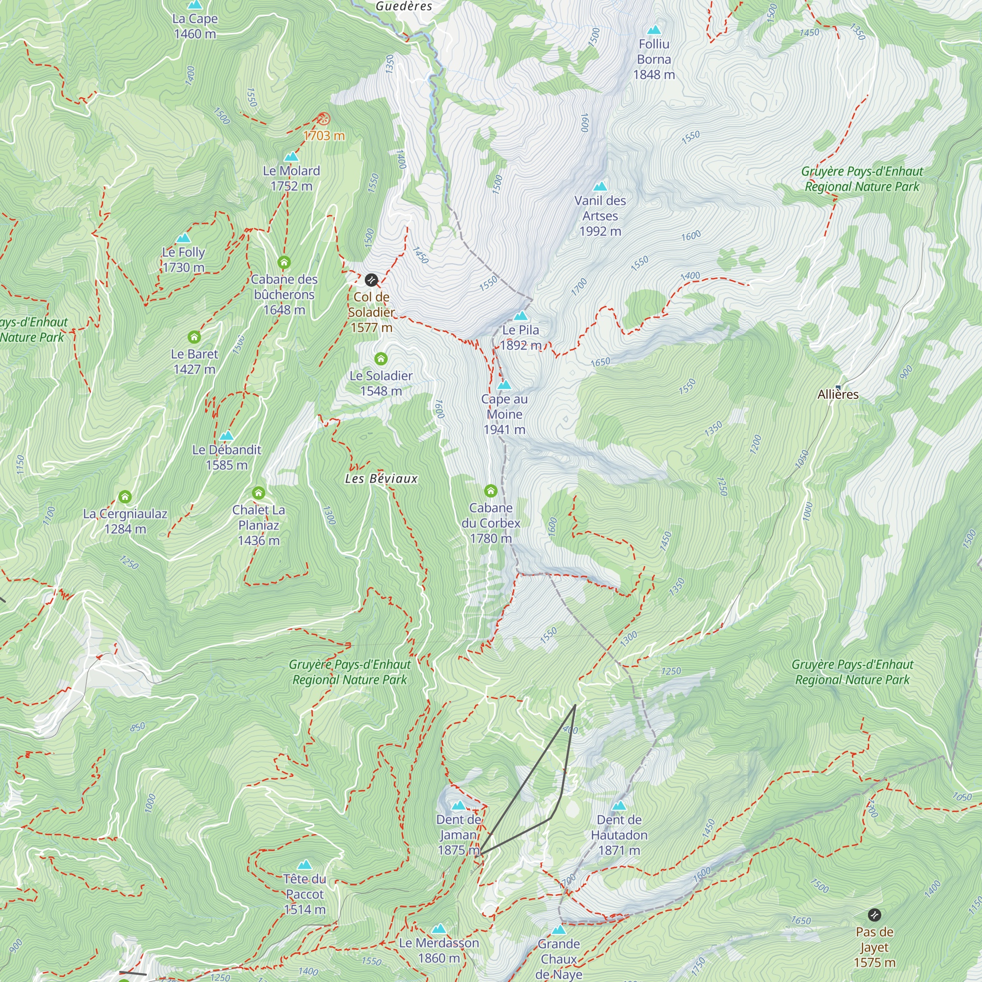 Cabane du Corbex map