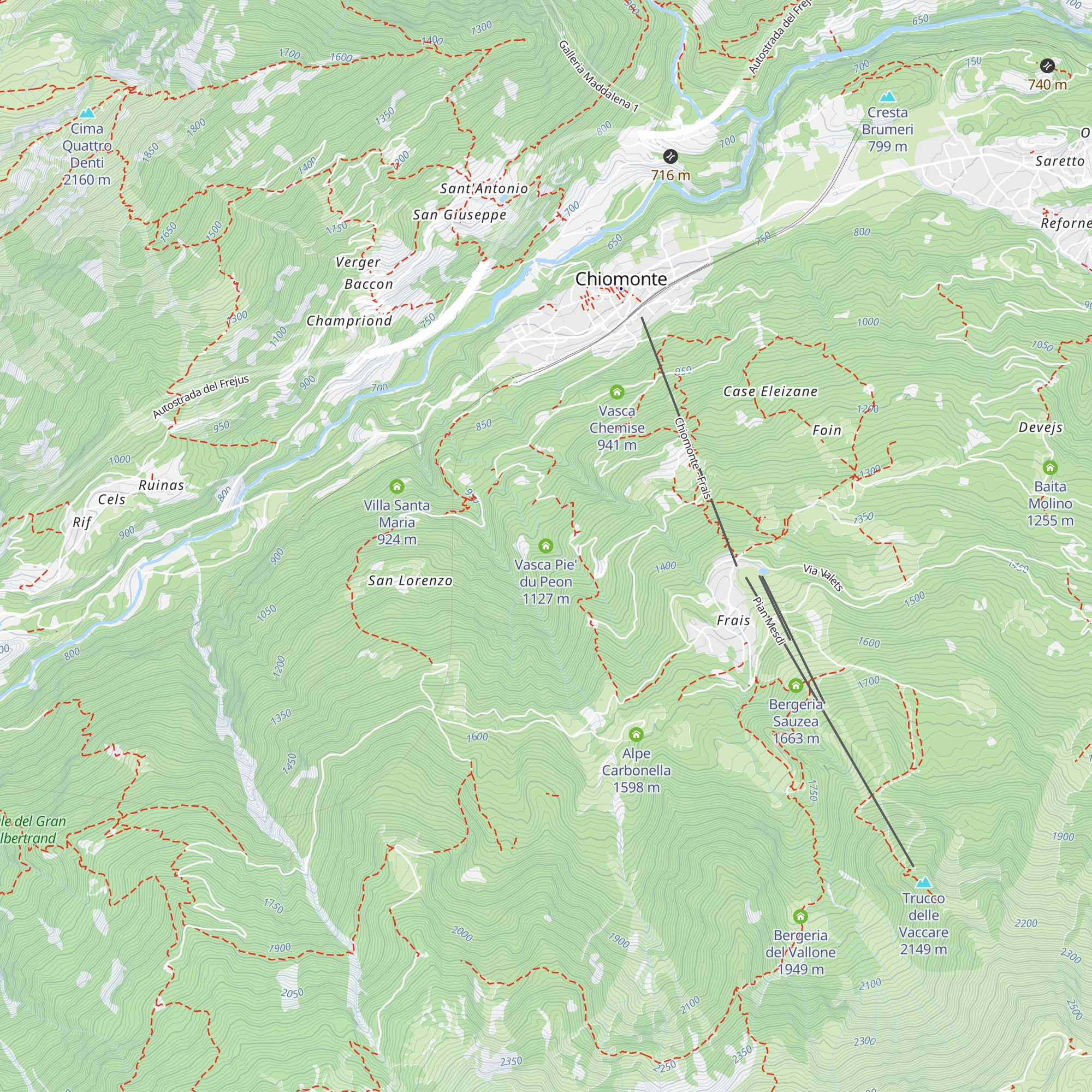 Vasca Pie' du Peon map