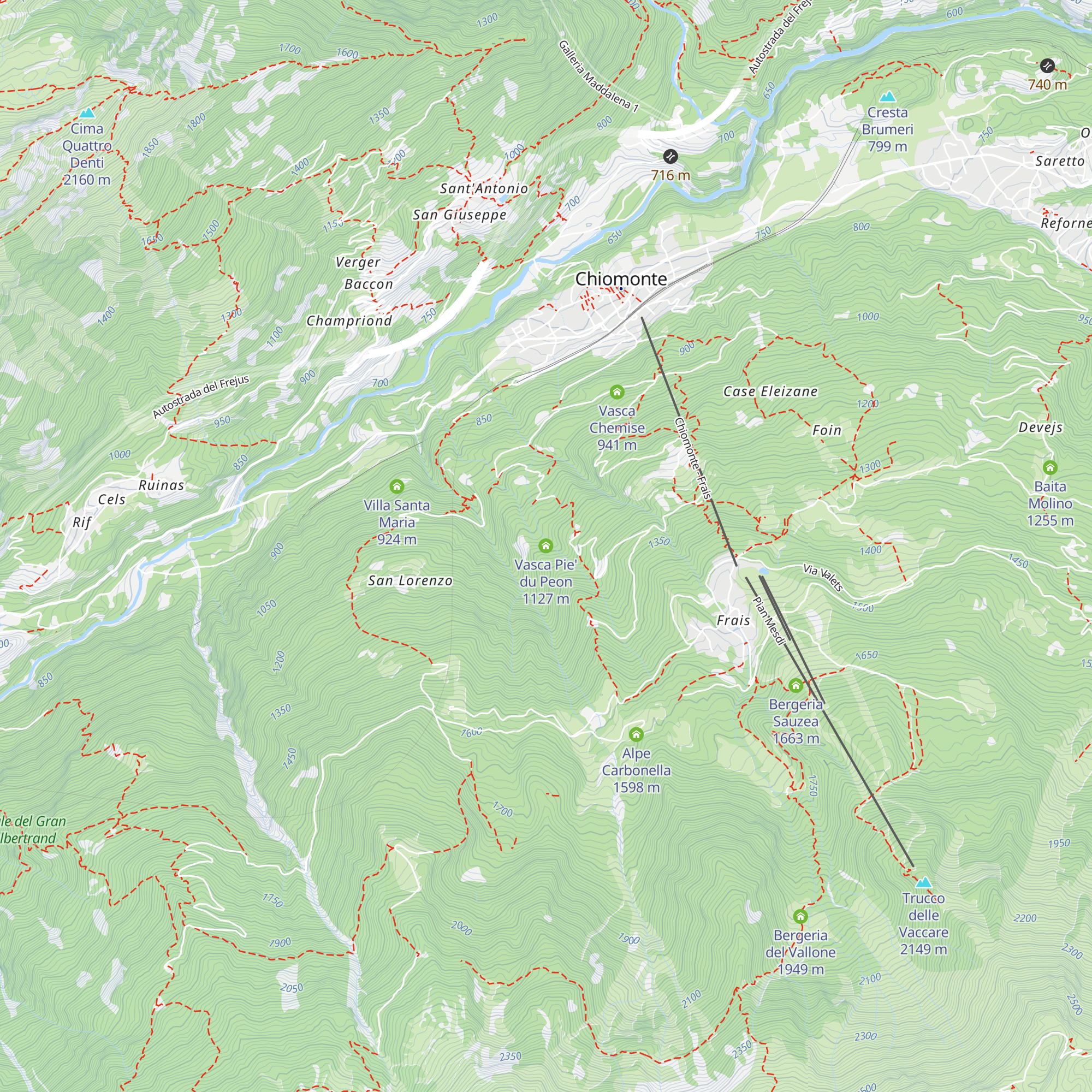 Vasca Pie' du Peon map