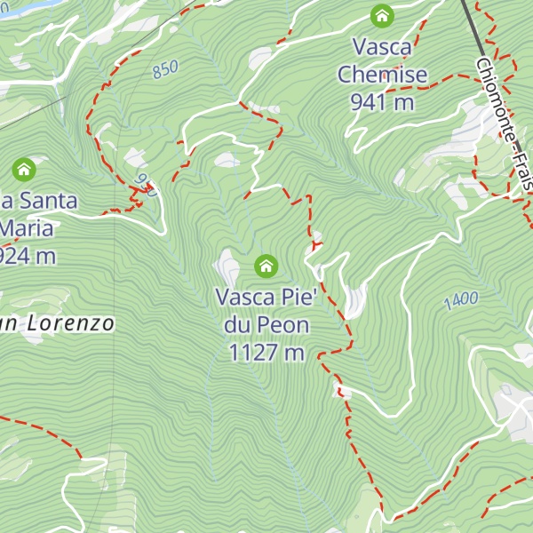 Map of Vasca Pie' du Peon