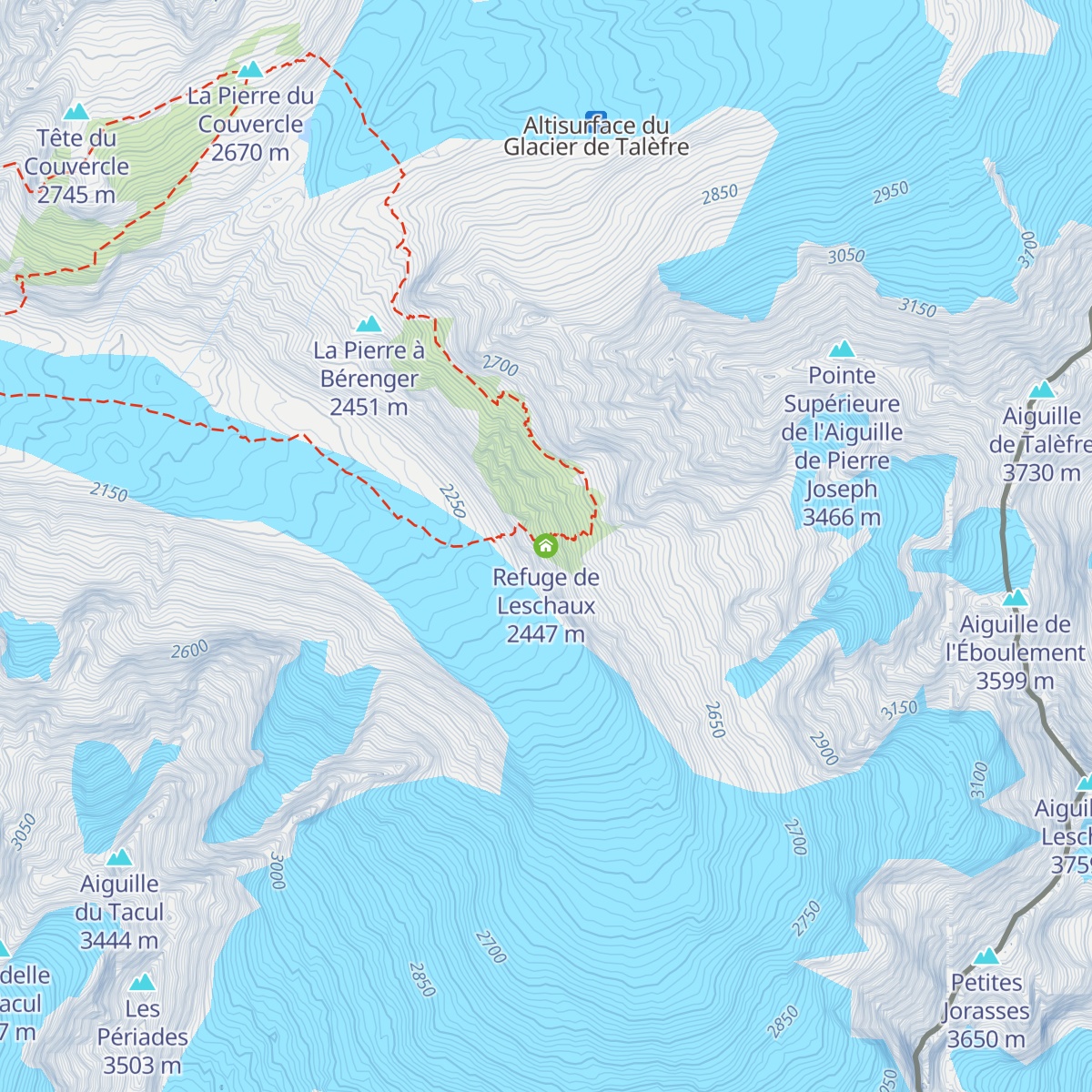 Refuge de Leschaux map