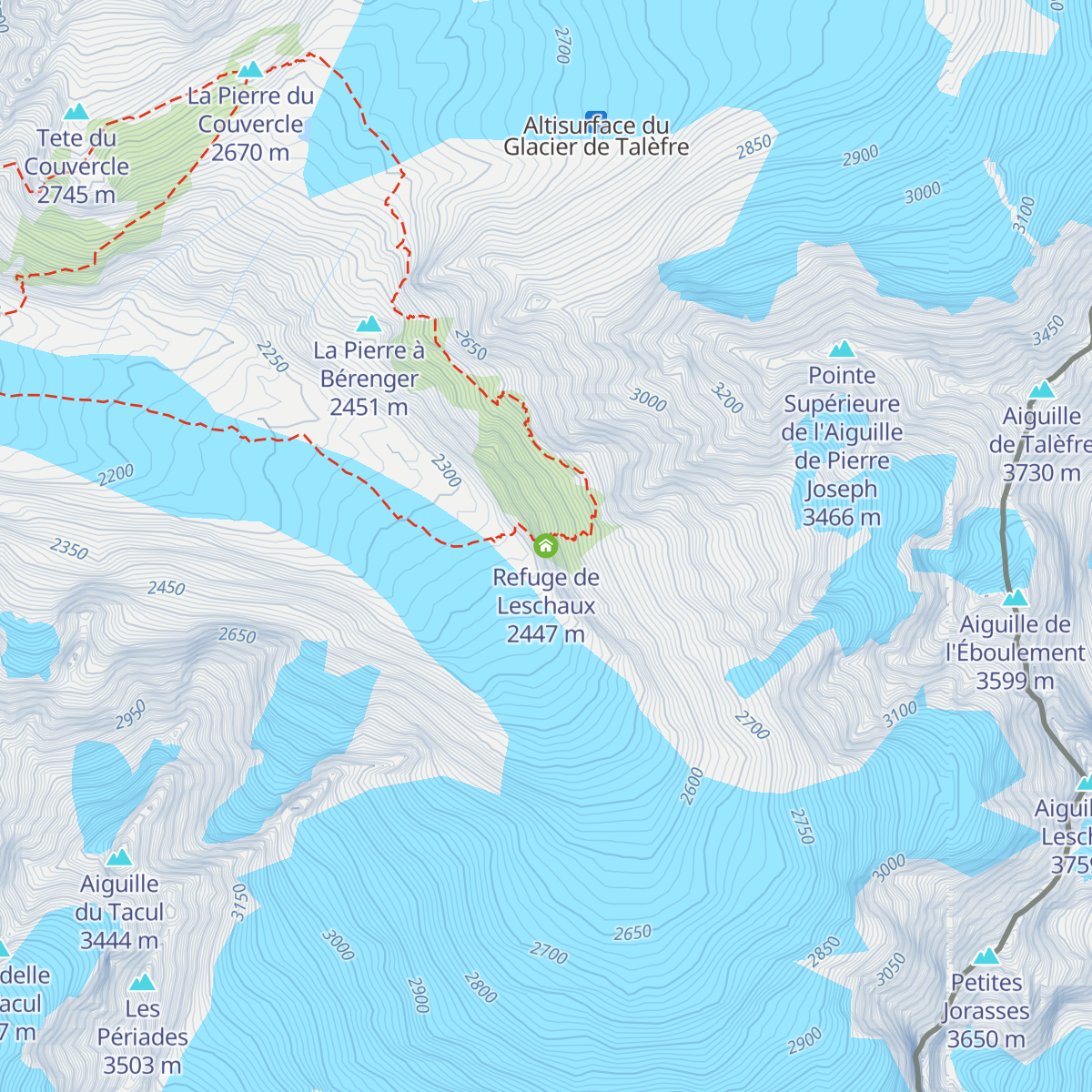 Refuge de Leschaux map