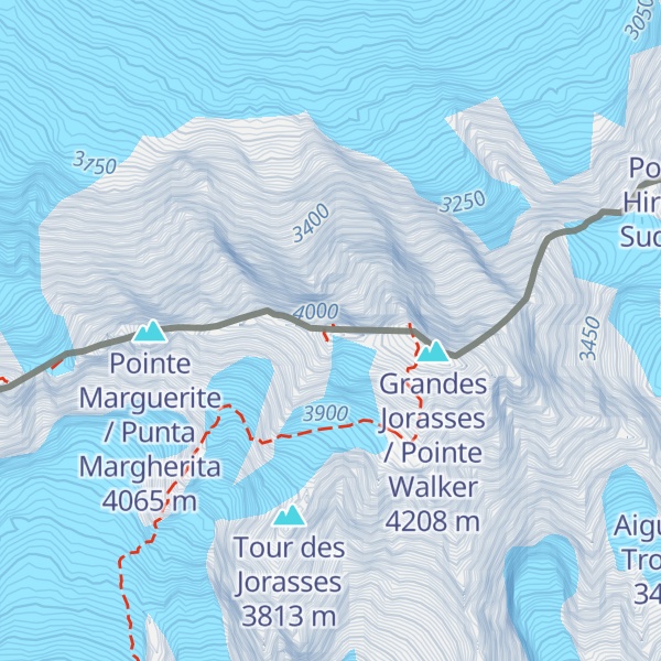 Map of Pointe Whymper / Punta Whymper