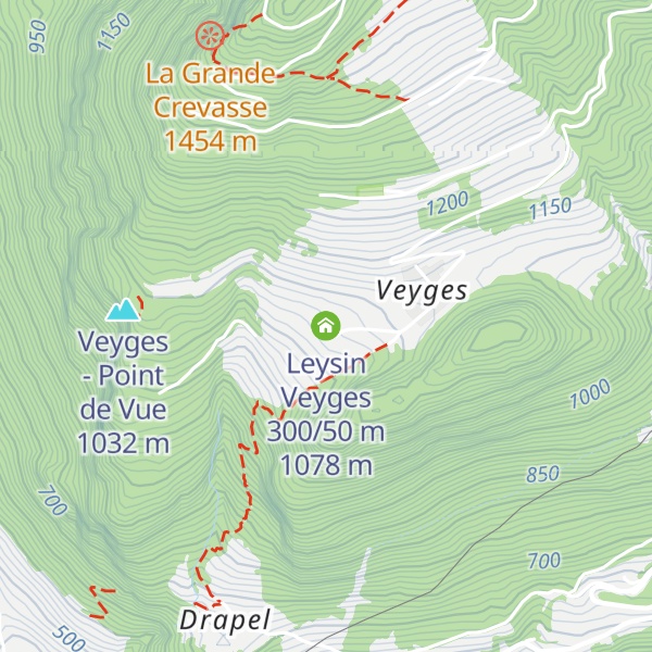 Map of Leysin Veyges 300/50 m