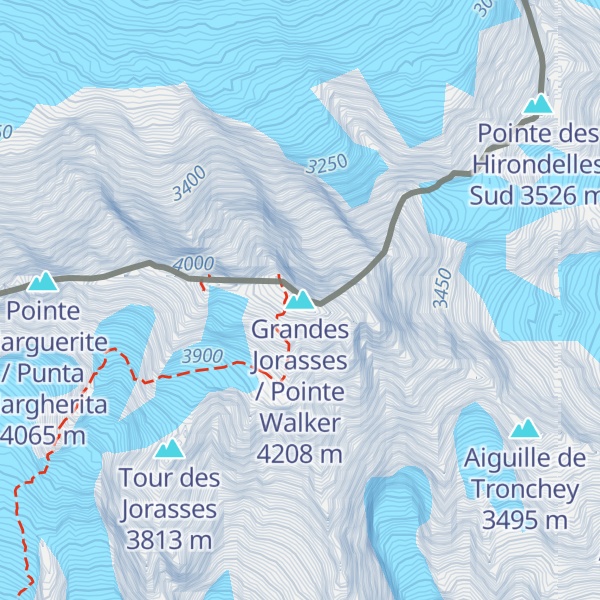 Map of Grandes Jorasses / Pointe Walker