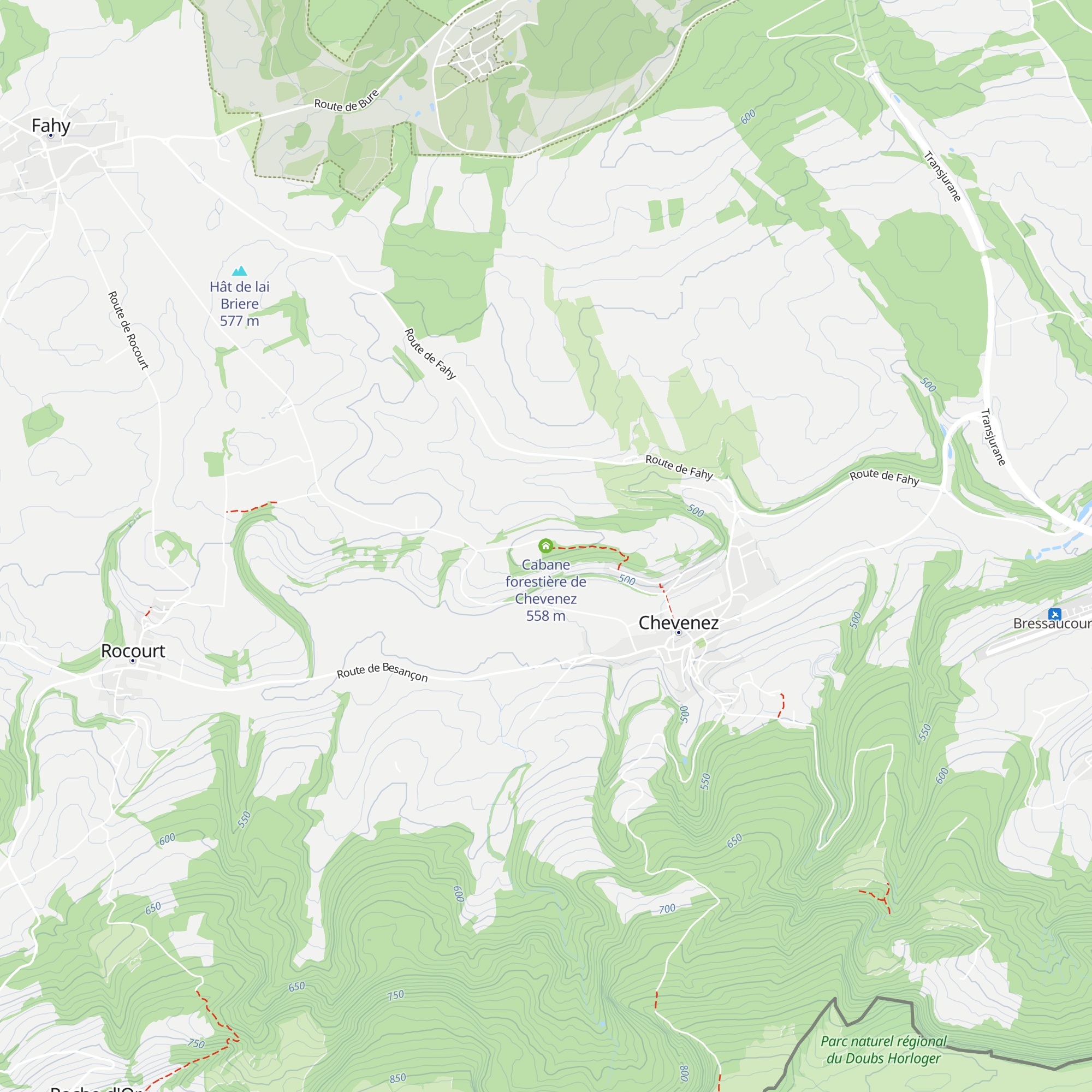 Cabane forestière de Chevenez map
