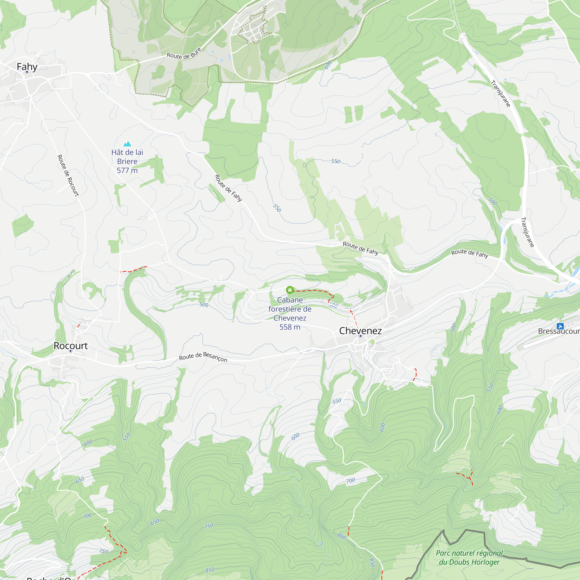 Cabane forestière de Chevenez map