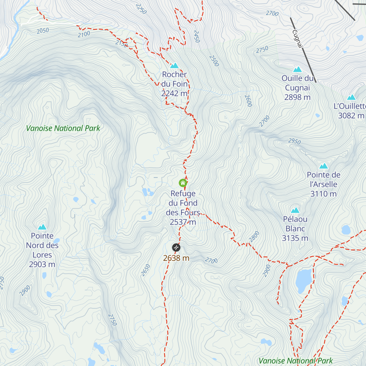 Refuge du Fond des Fours map
