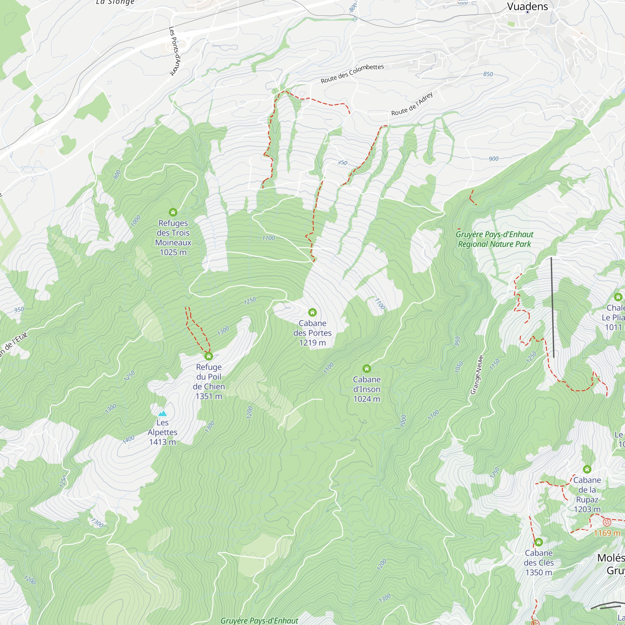 Cabane des Portes map