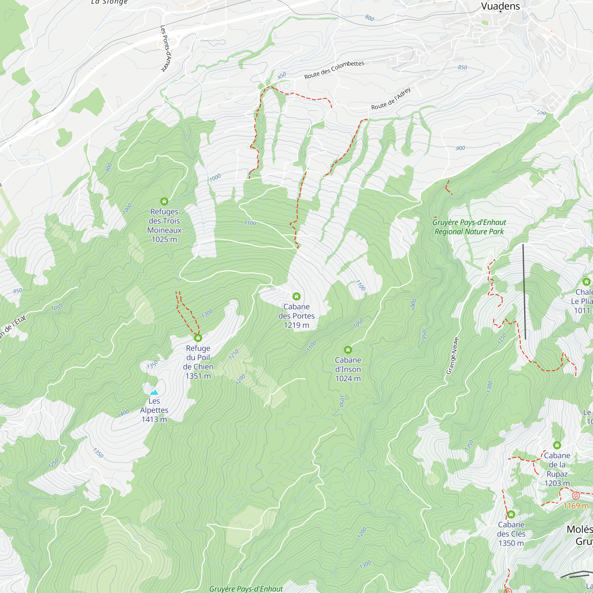 Cabane des Portes map