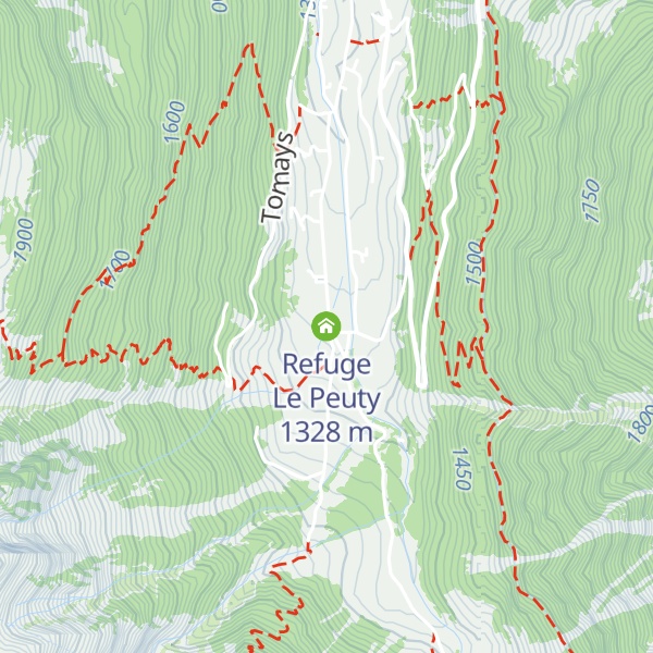 Map of Refuge Le Peuty
