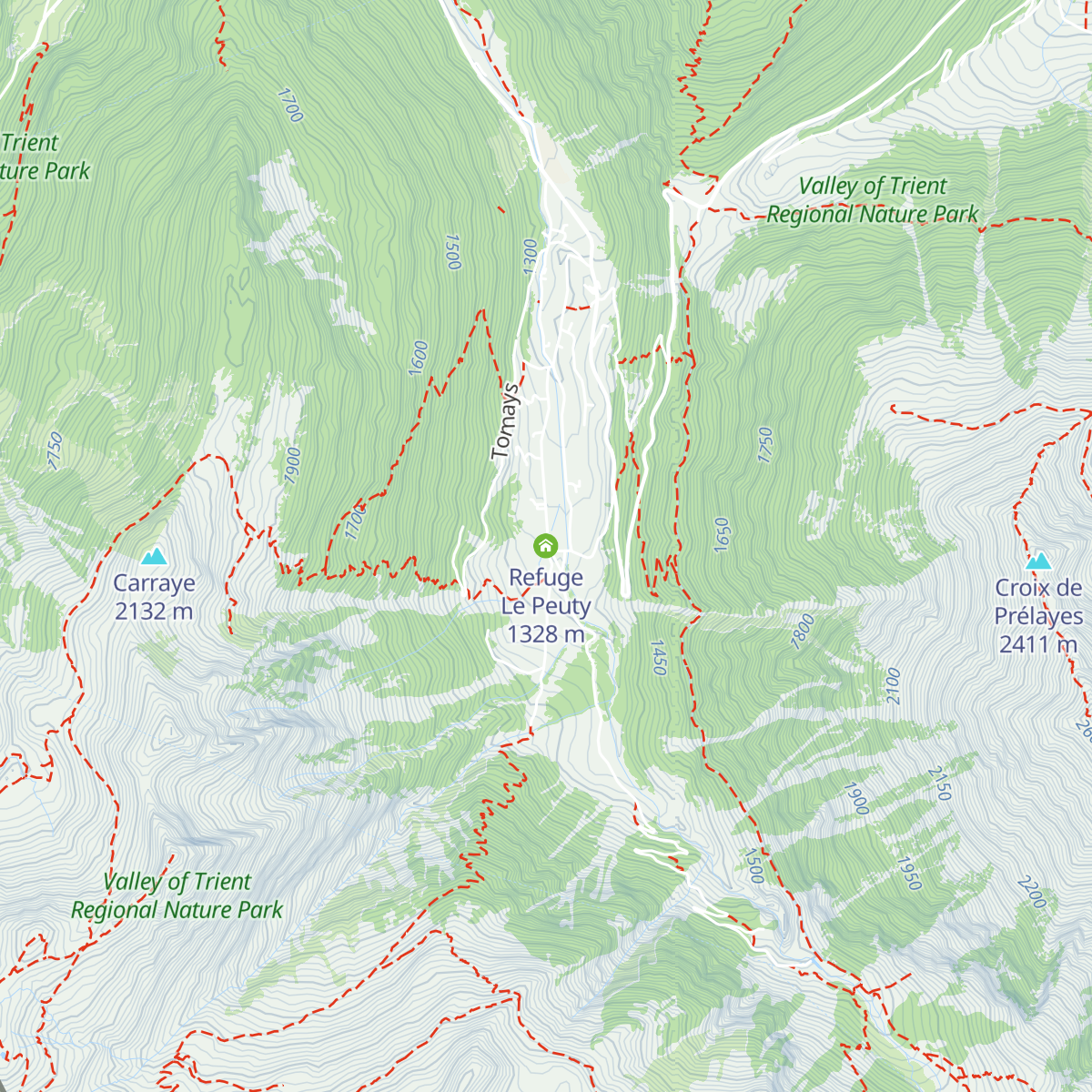 Refuge Le Peuty map