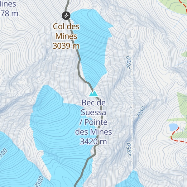 Map of Bec de Suessa / Pointe des Mines