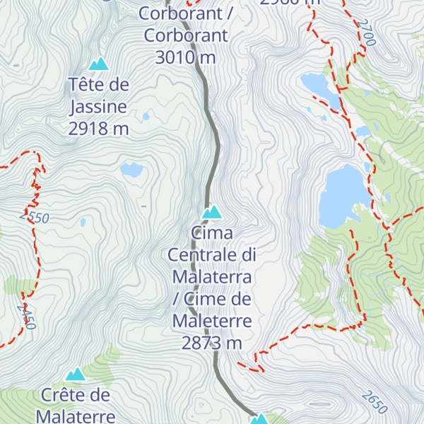 Map of Cima Centrale di Malaterra / Cime de Maleterre