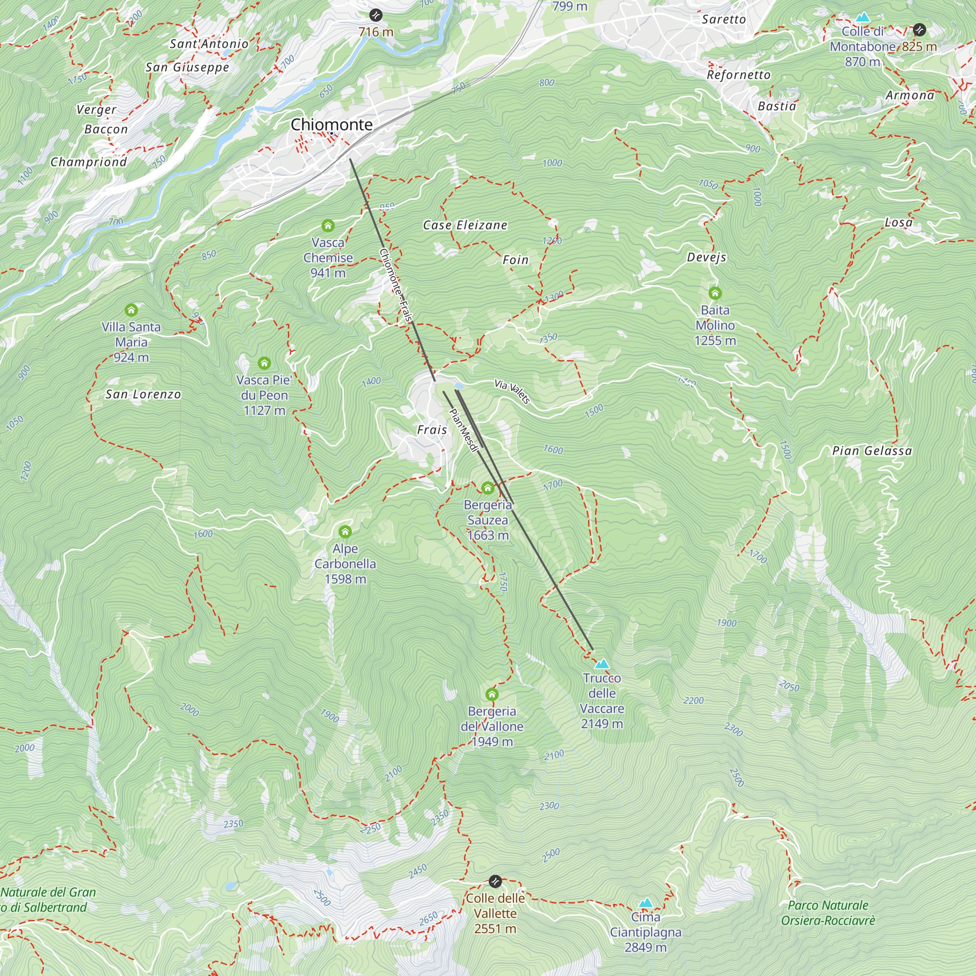 Bergeria Sauzea map