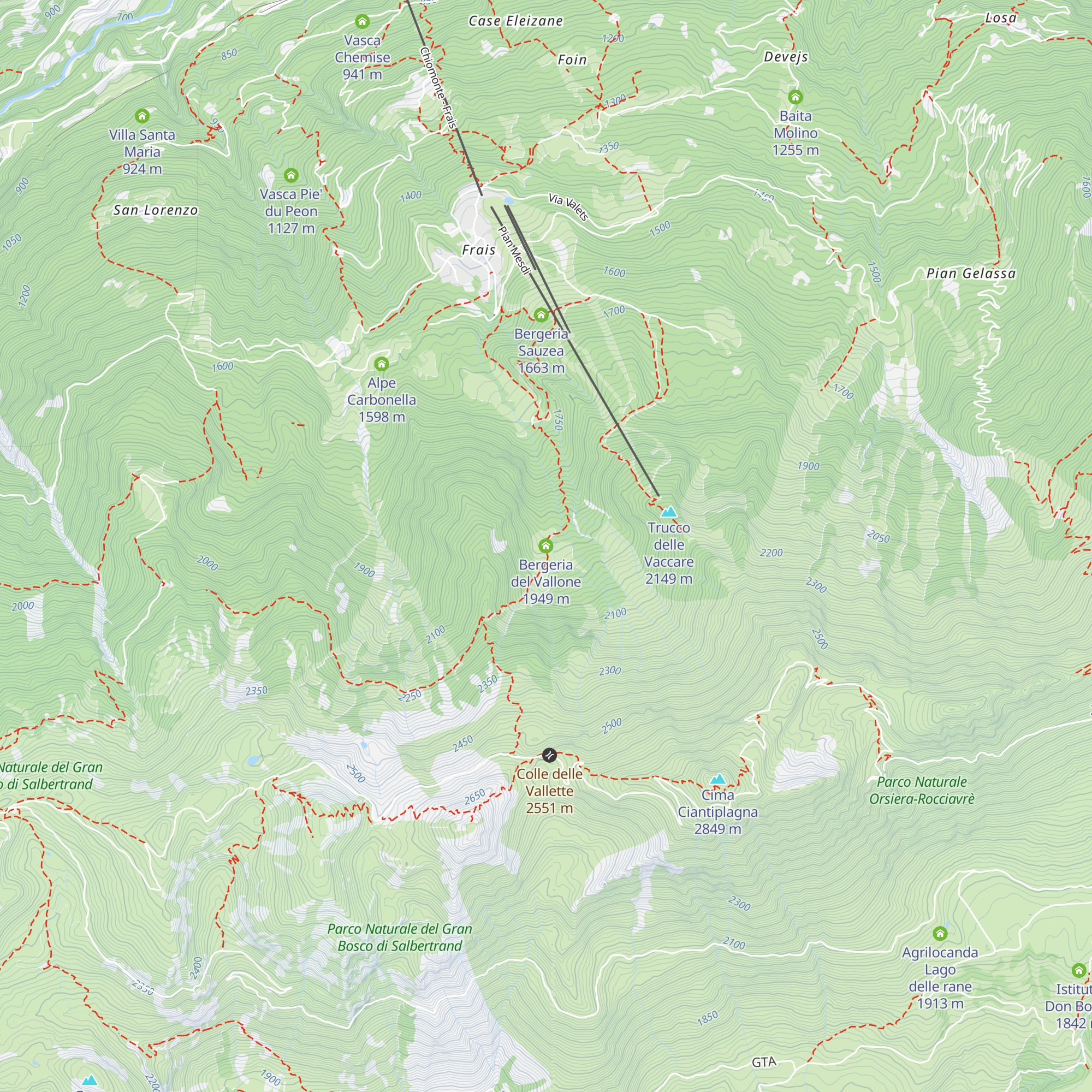 Bergeria del Vallone map