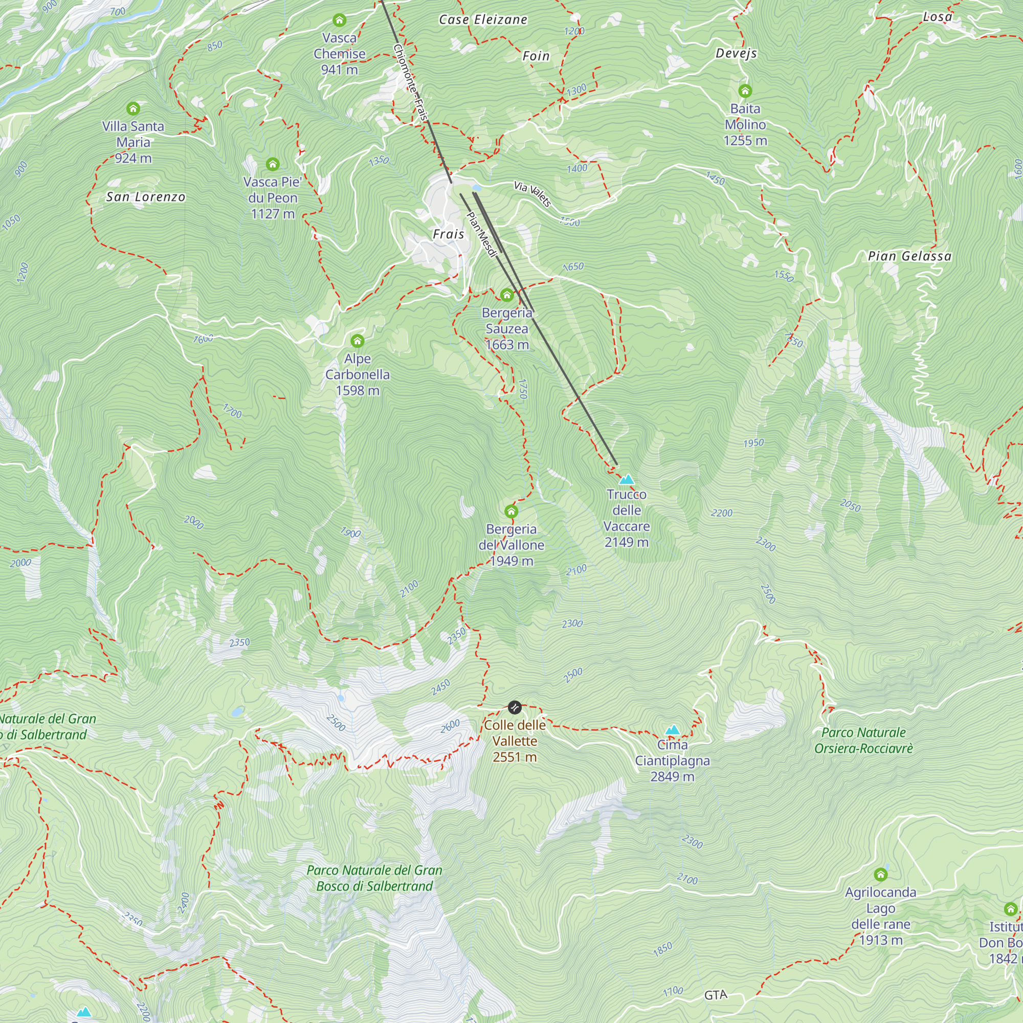 Bergeria del Vallone map