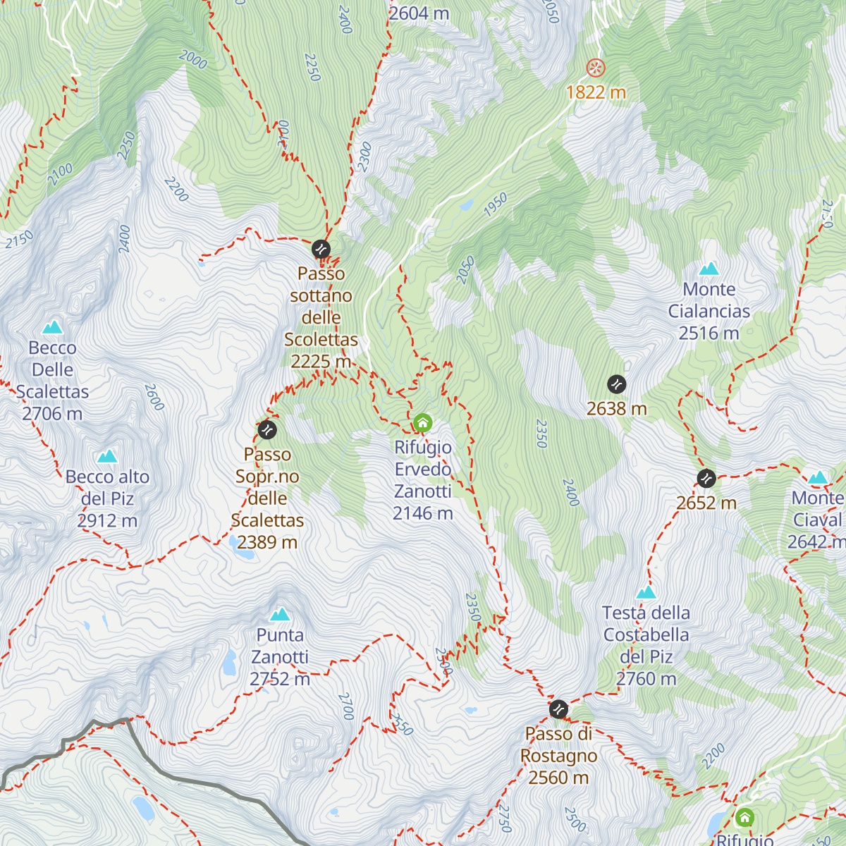 Rifugio Ervedo Zanotti map