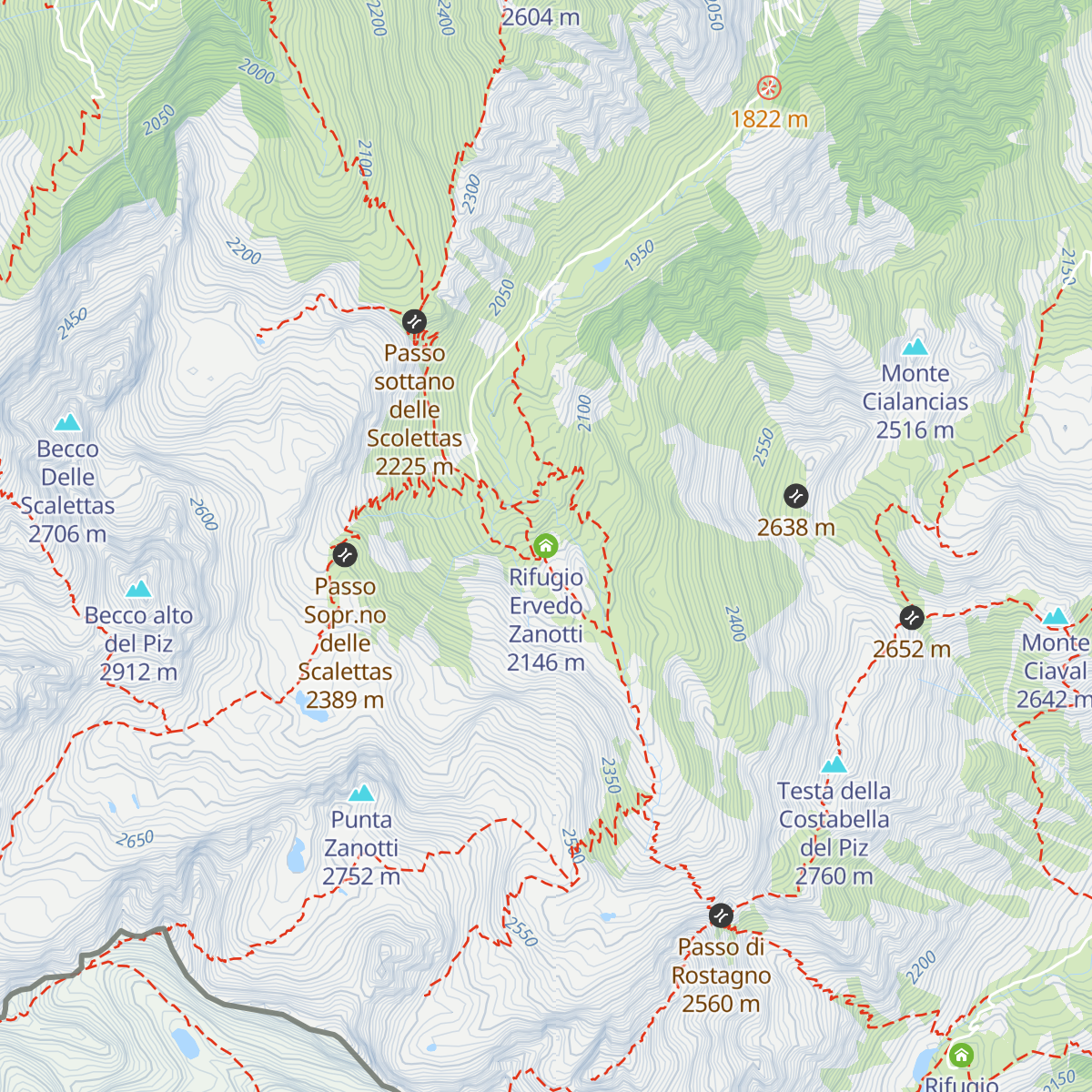 Rifugio Ervedo Zanotti map