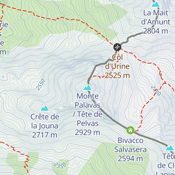 Map of Monte Palavas / Tête de Pelvas