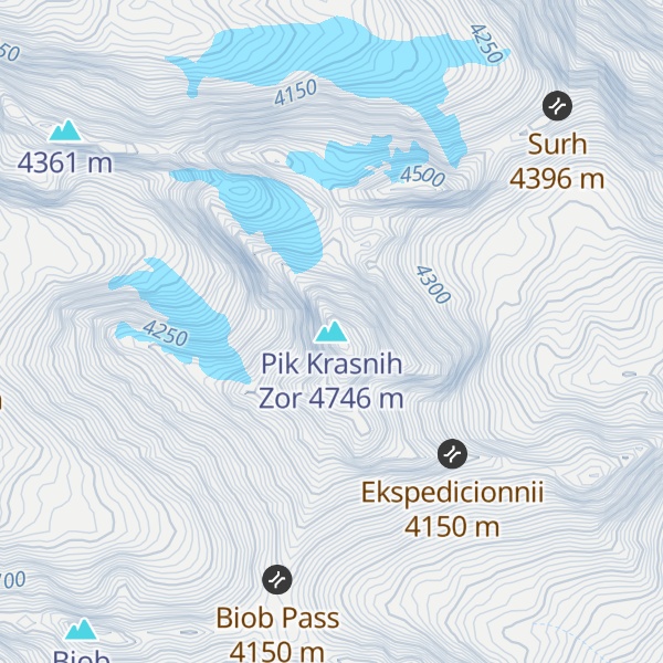 Map of Pik Krasnih Zor