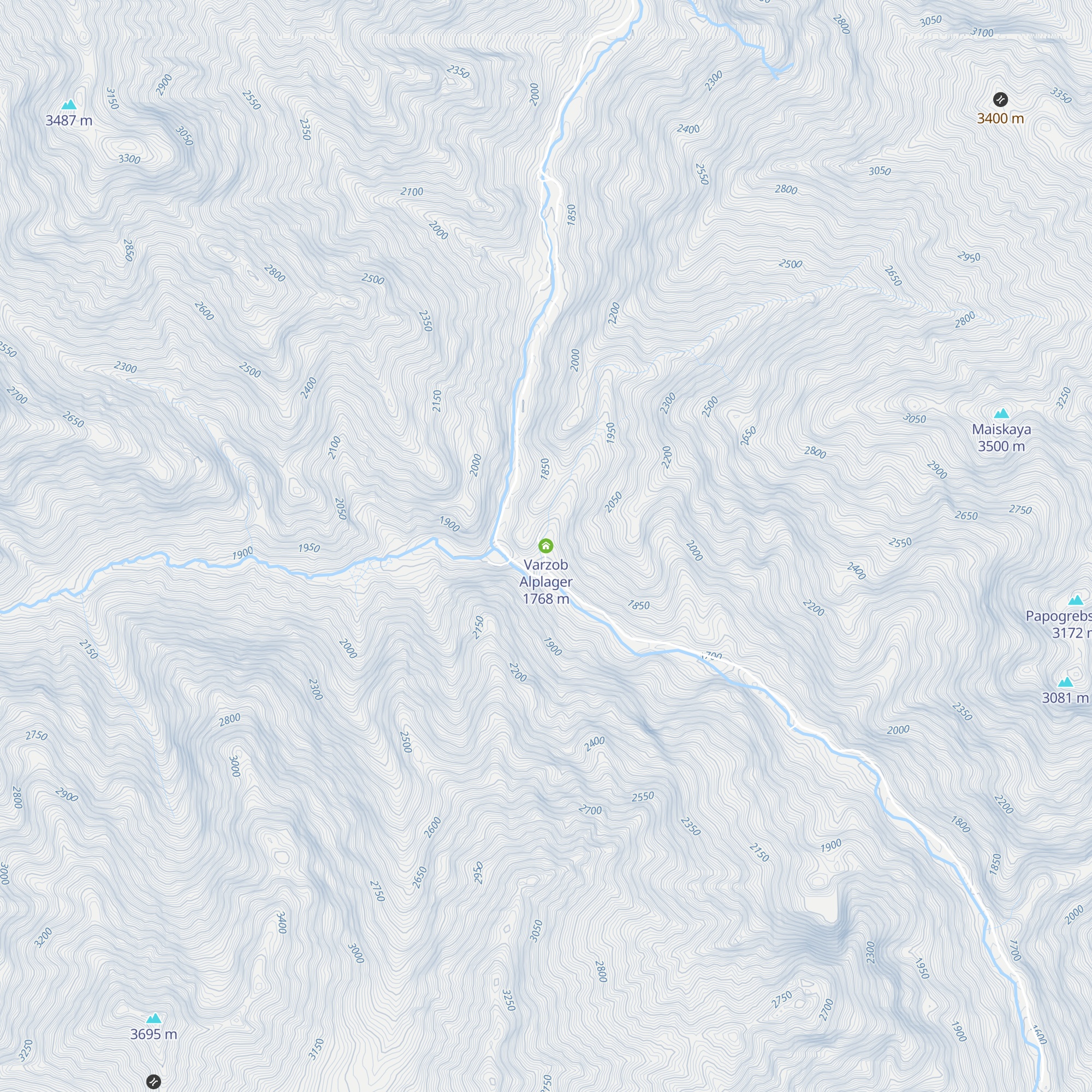 Varzob Alplager map