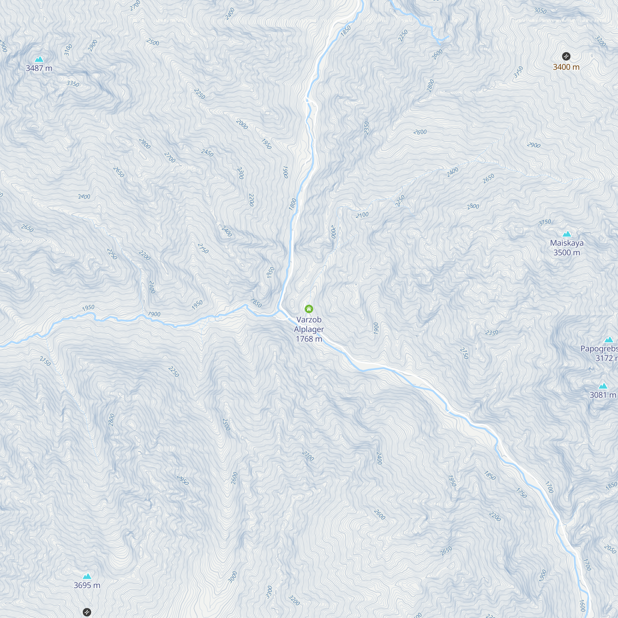 Varzob Alplager map