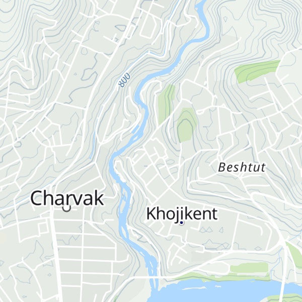 Map of Tashkent Oblast, Bostanlikskii Raion, Poselok Charvak, Ul.beshtut 66 (Primorskii)