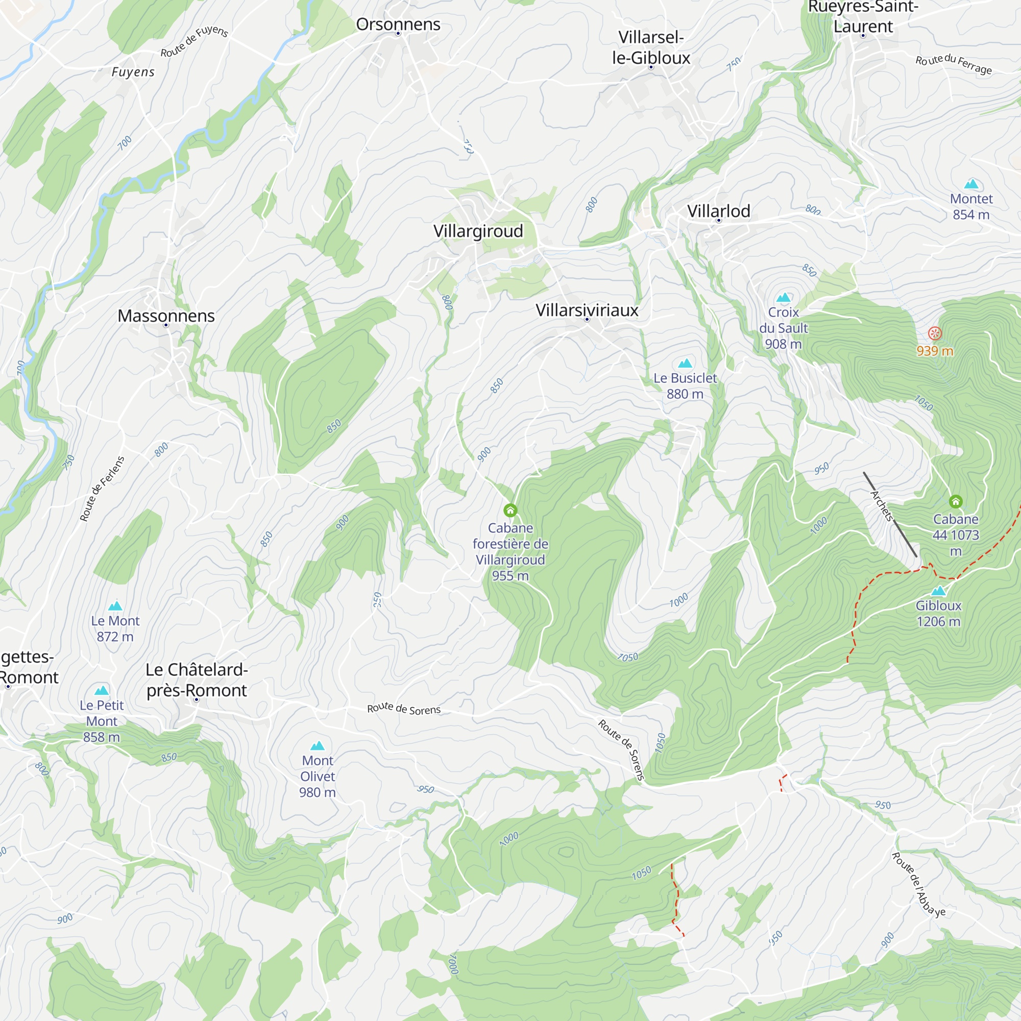 Cabane forestière de Villargiroud map