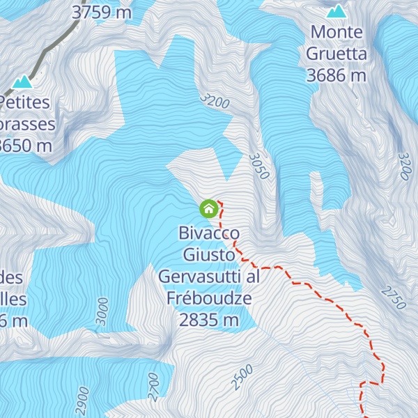 Map of Bivacco Giusto Gervasutti al Fréboudze