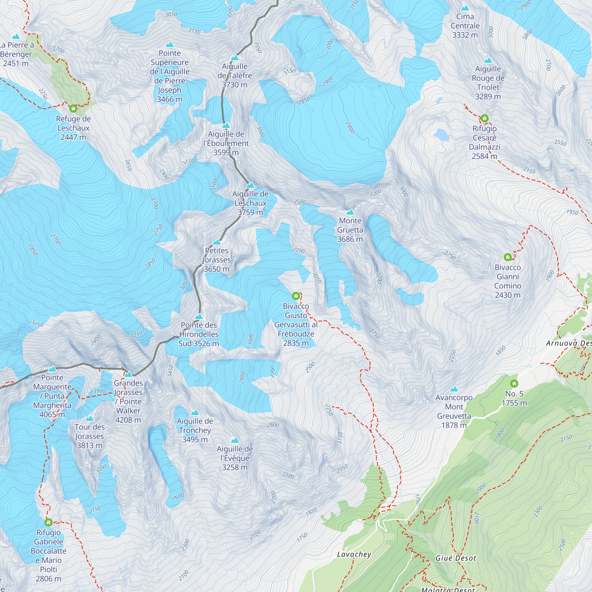 Bivacco Giusto Gervasutti al Fréboudze map