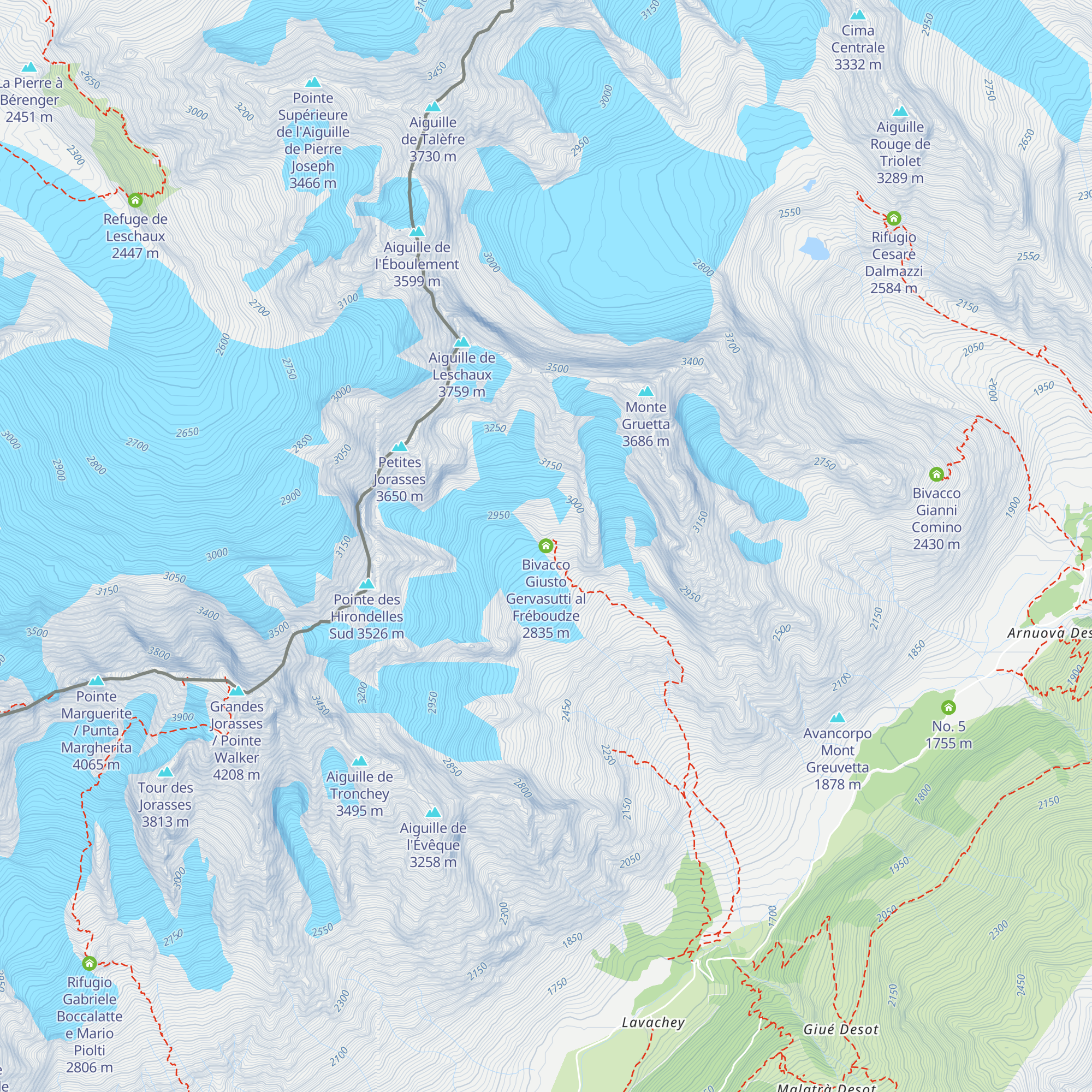 Bivacco Giusto Gervasutti al Fréboudze map